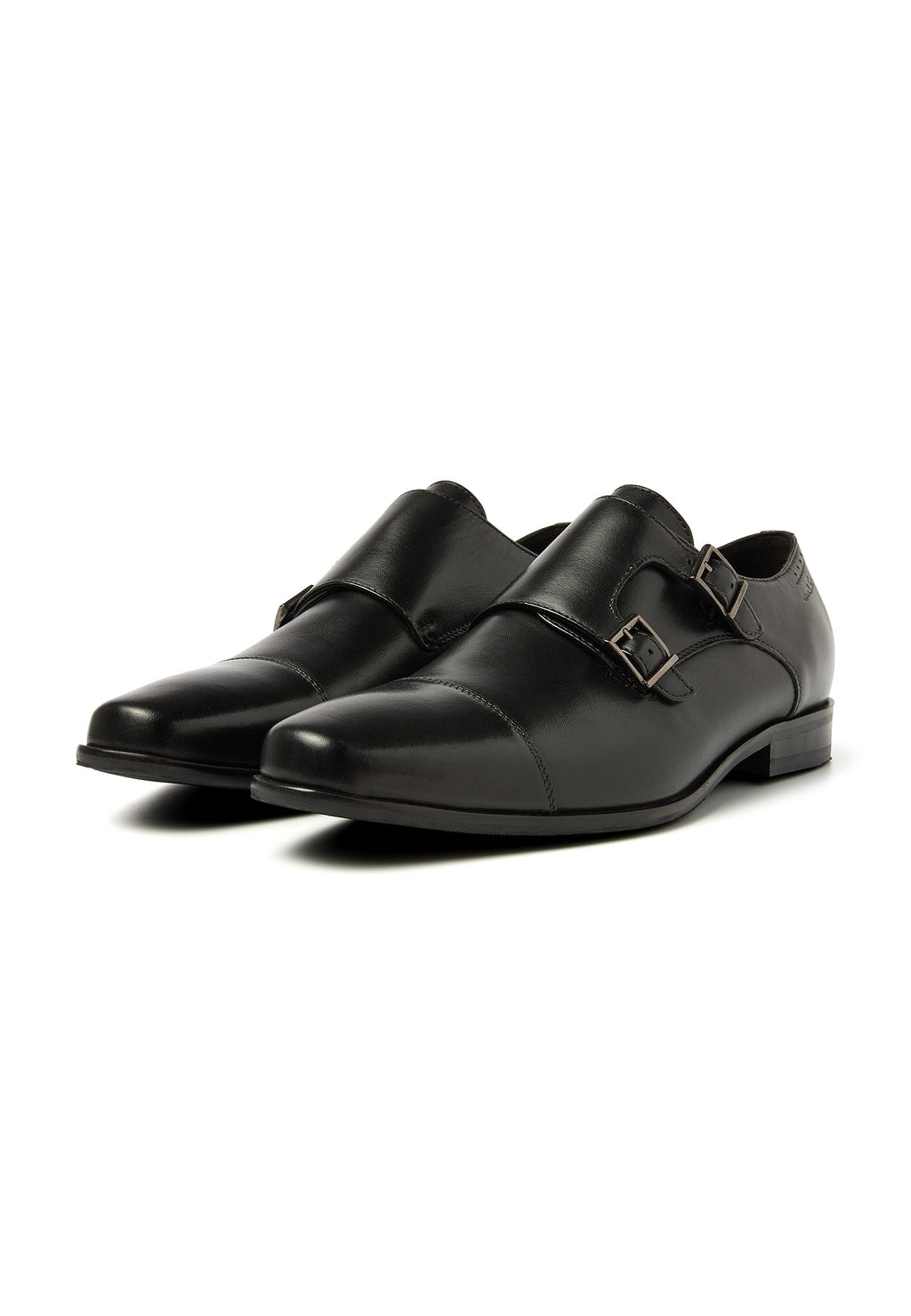 Black smooth leather Santorini buckle shoe