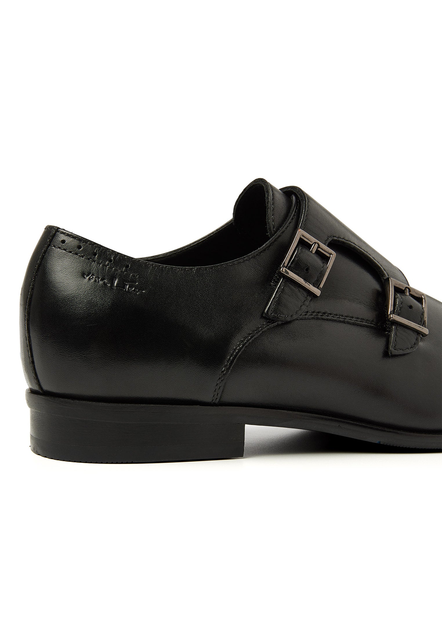 Black smooth leather Santorini buckle shoe