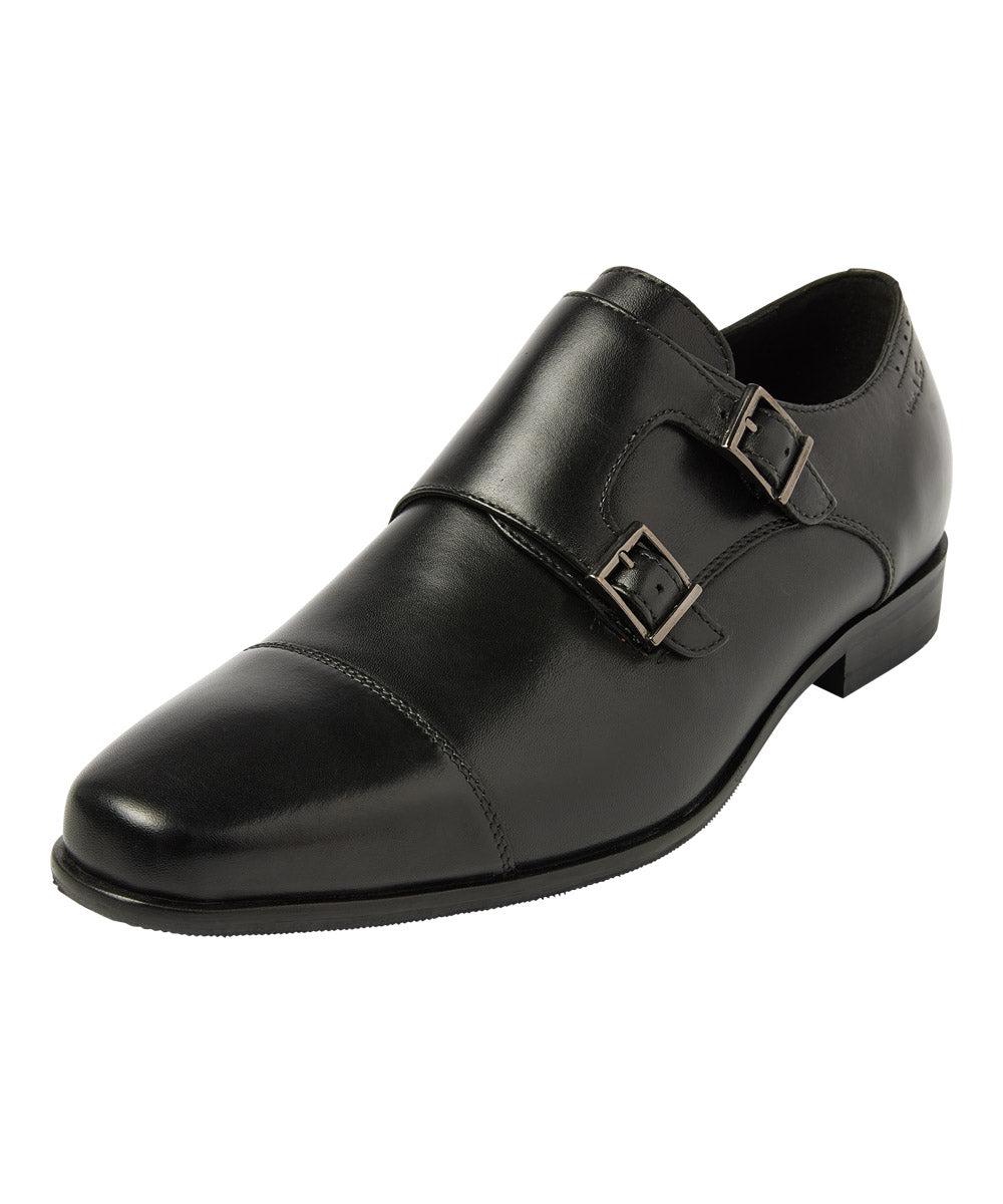 Black smooth leather Santorini buckle shoe