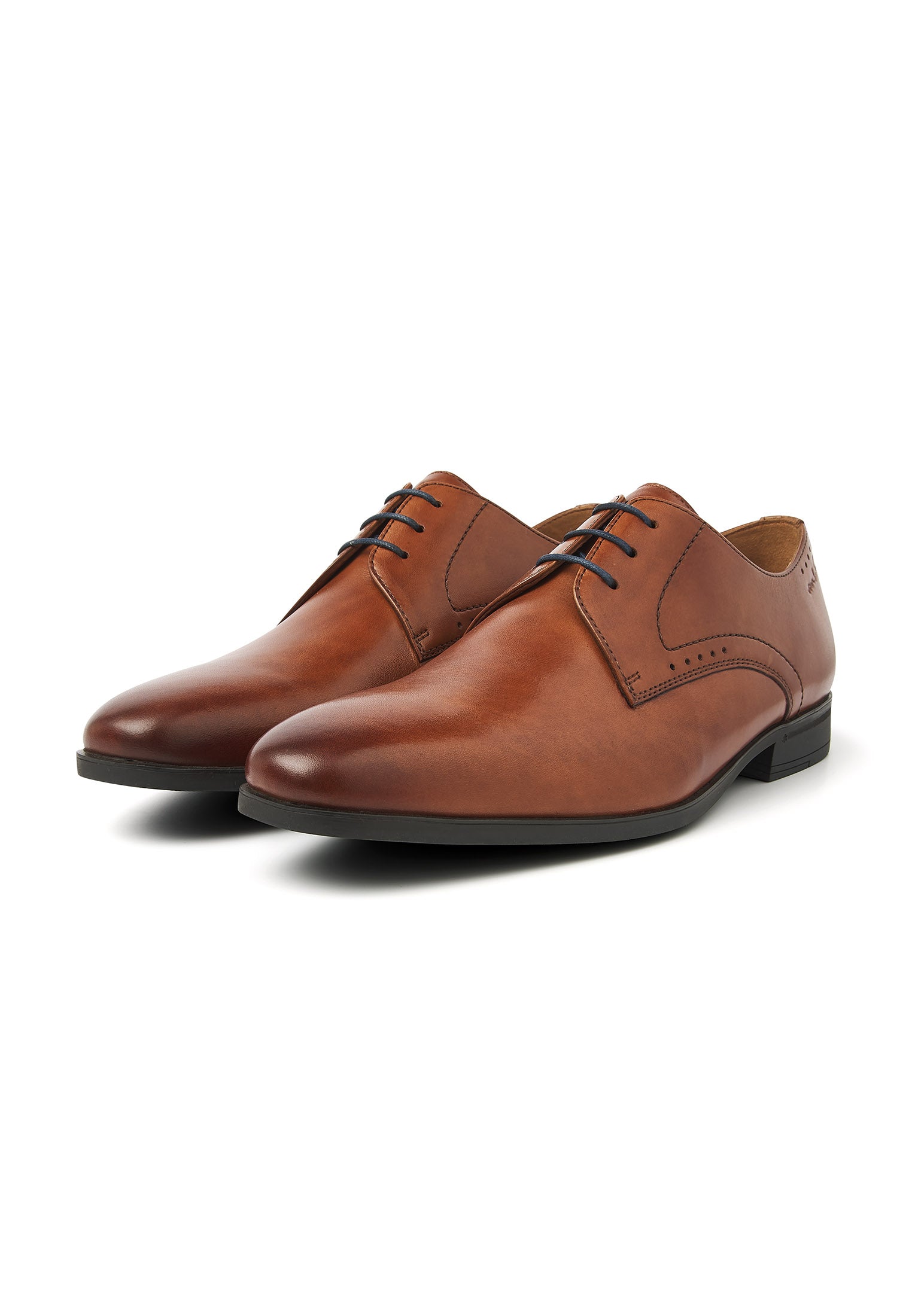Cognac gladleren Portofino veterschoen
