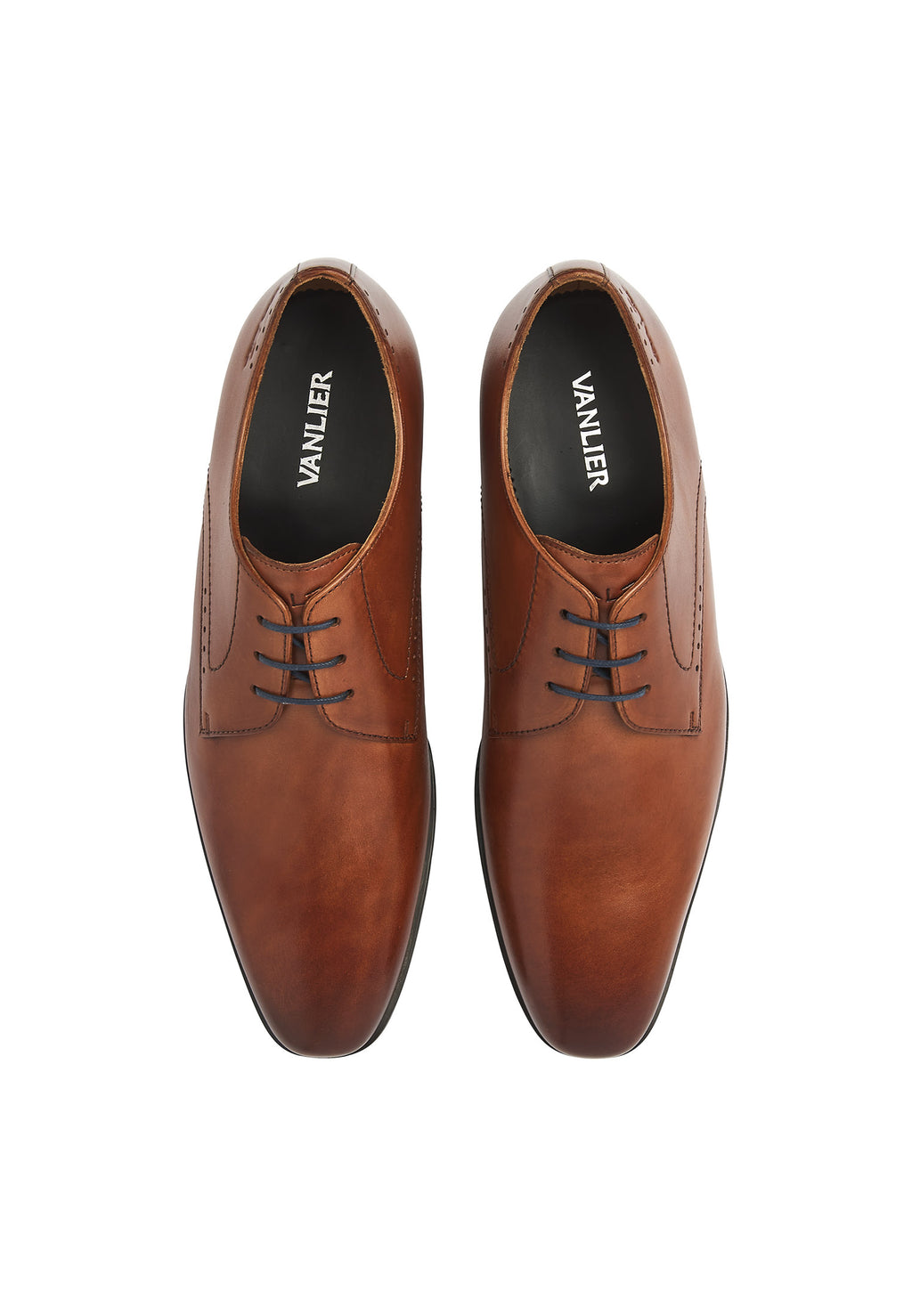 Cognac gladleren Portofino veterschoen