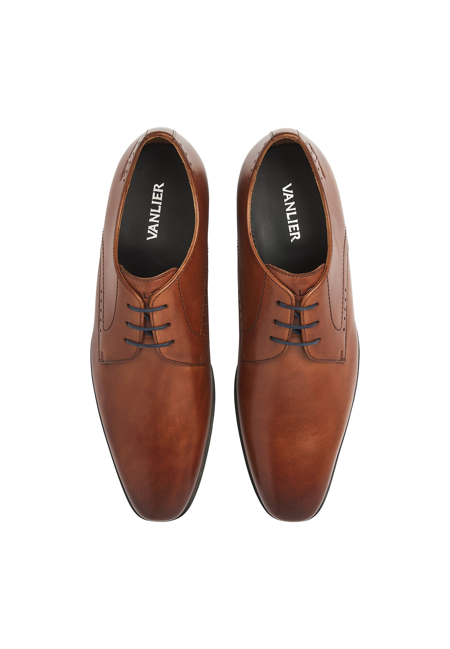 Cognac gladleren Portofino veterschoen
