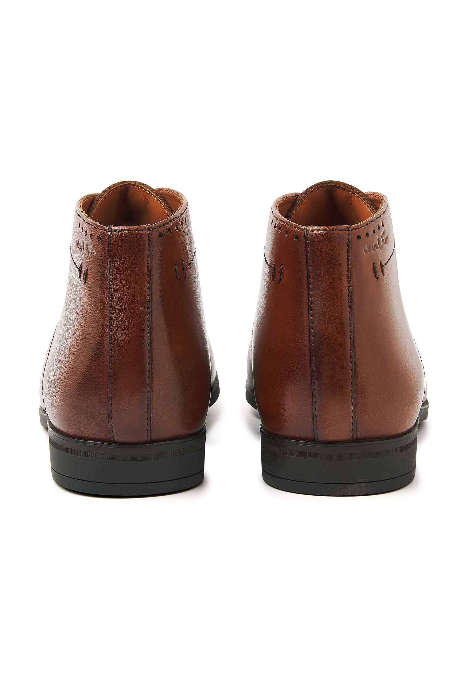 Cognac gladleren Portofino halfhoge veterschoen