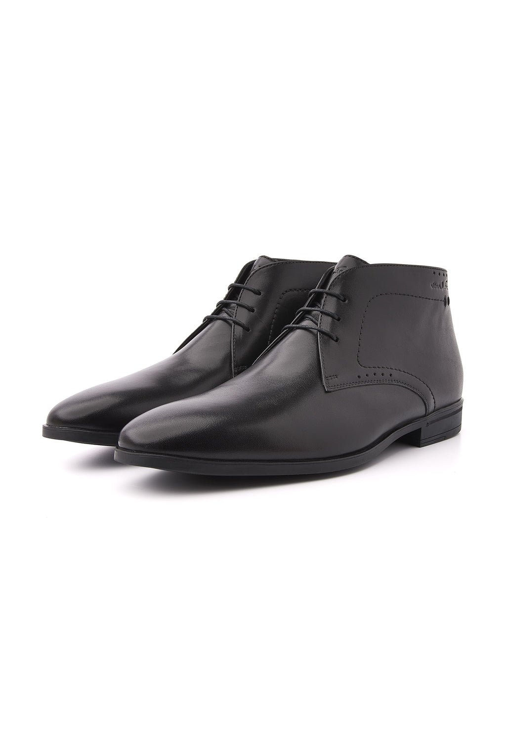 Zwart gladleren Portofino halfhoge veterschoen