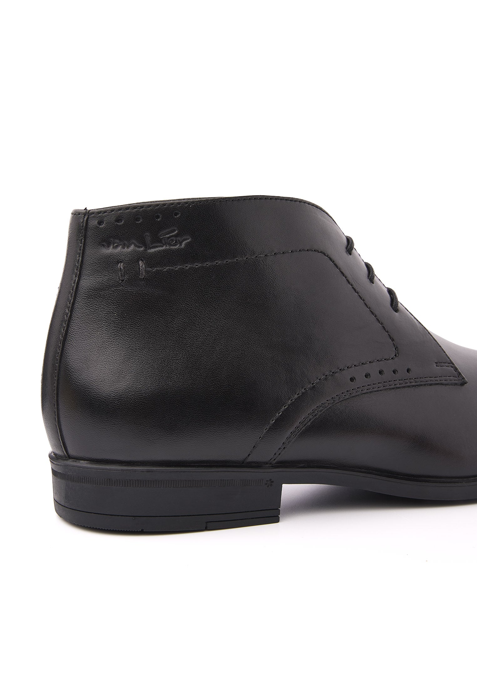 Zwart gladleren Portofino halfhoge veterschoen