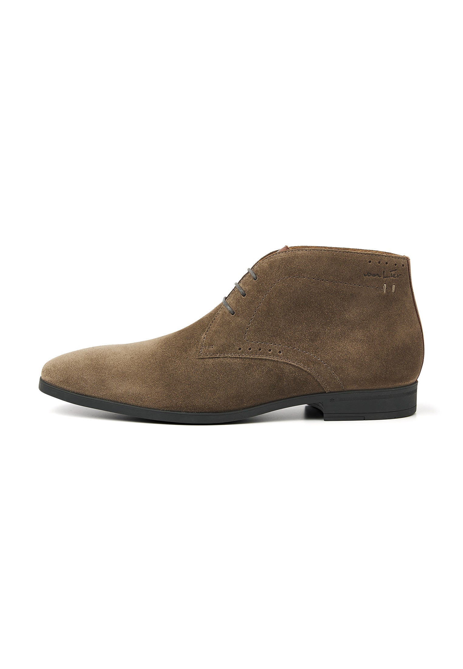 Taupe suède Portofino halfhoge veterschoen