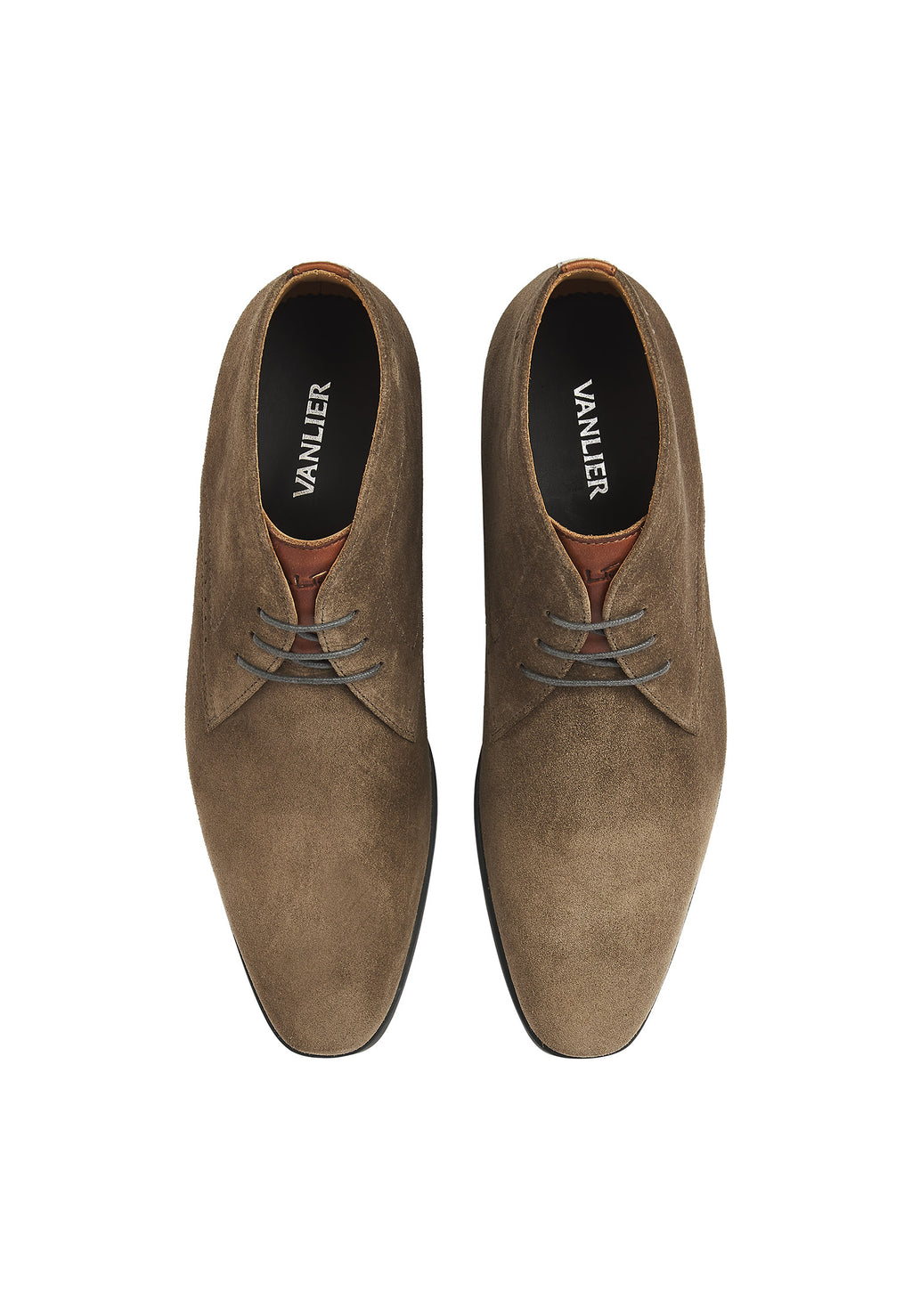 Taupe suède Portofino halfhoge veterschoen