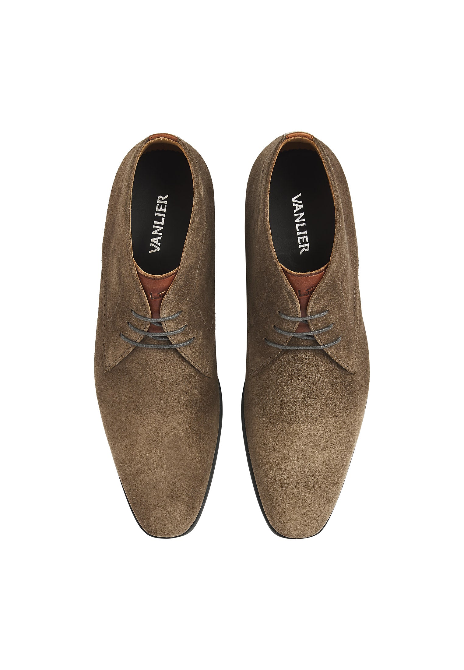 Taupe suède Portofino halfhoge veterschoen
