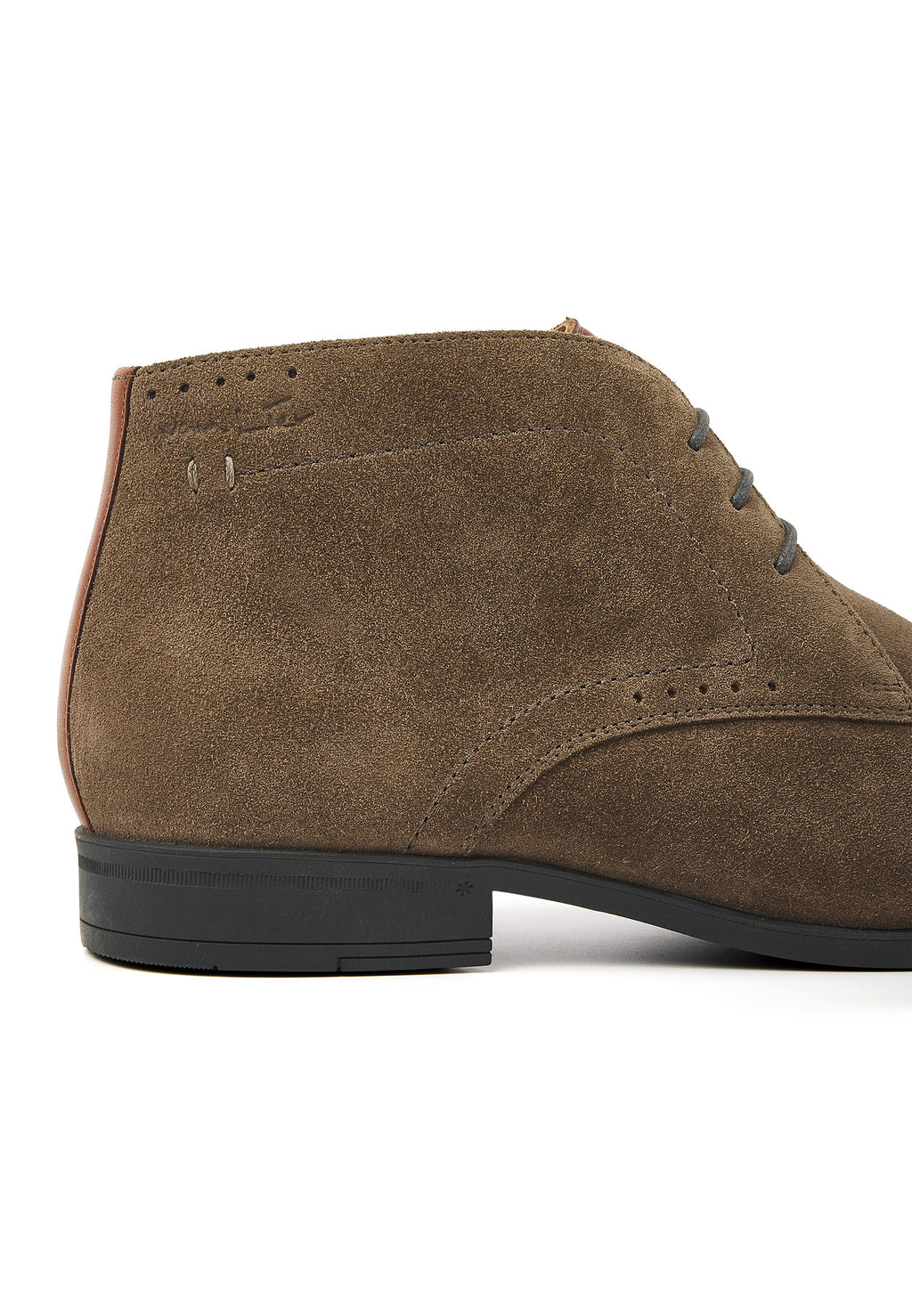 Taupe suede Portofino mid-top lace-up shoe