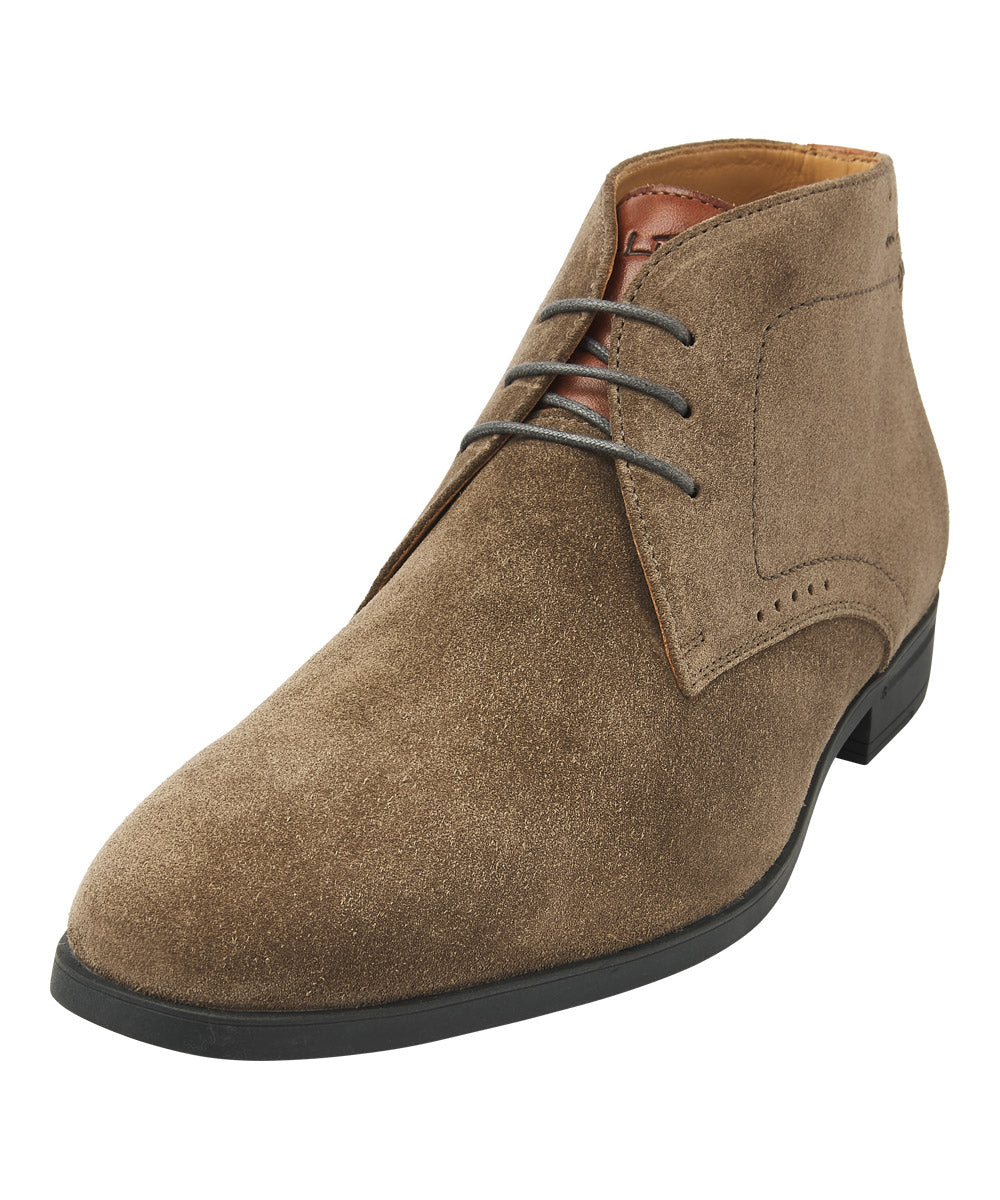 Taupe suede Portofino mid-top lace-up shoe