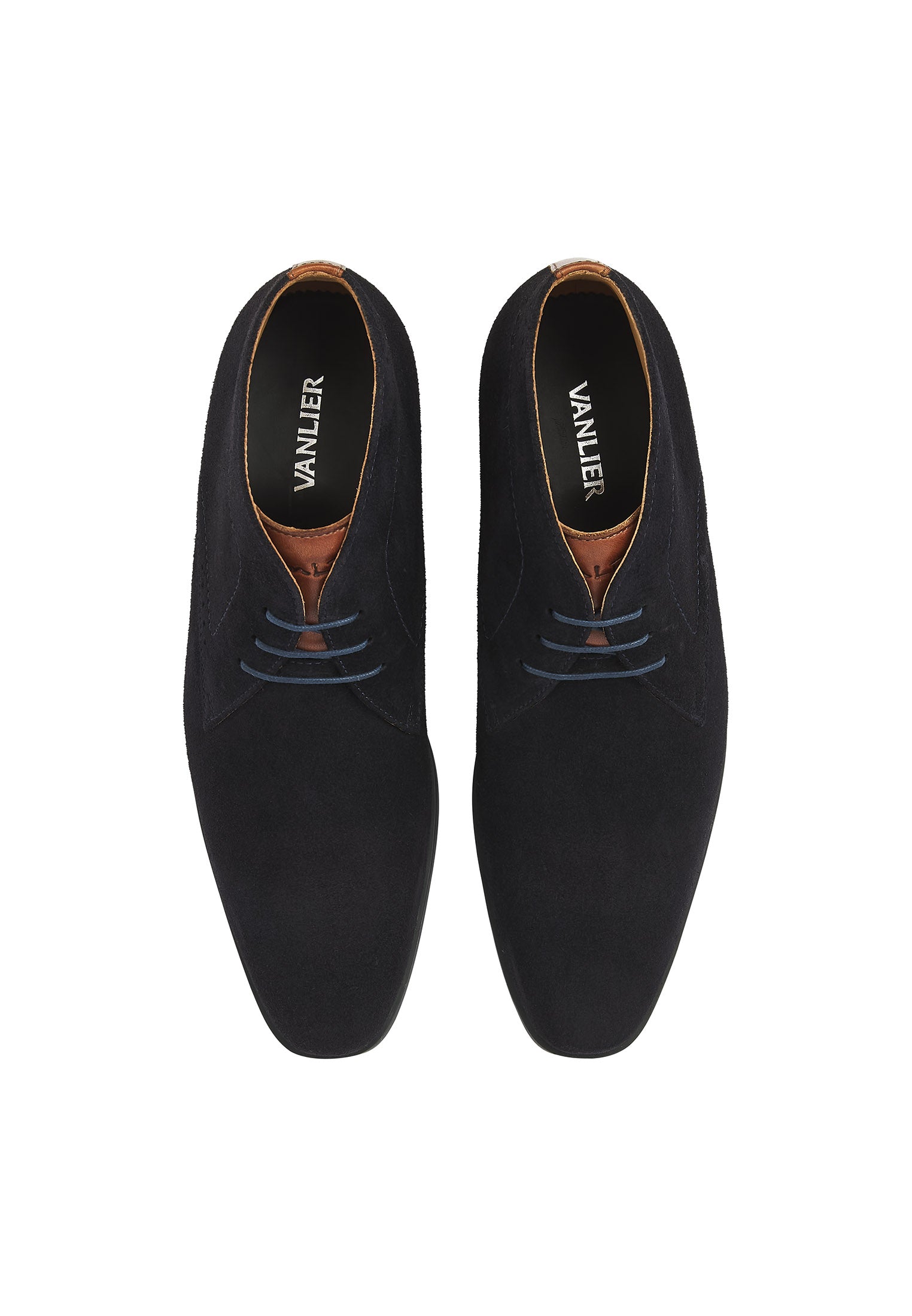 Navy suède Portofino halfhoge veterschoen