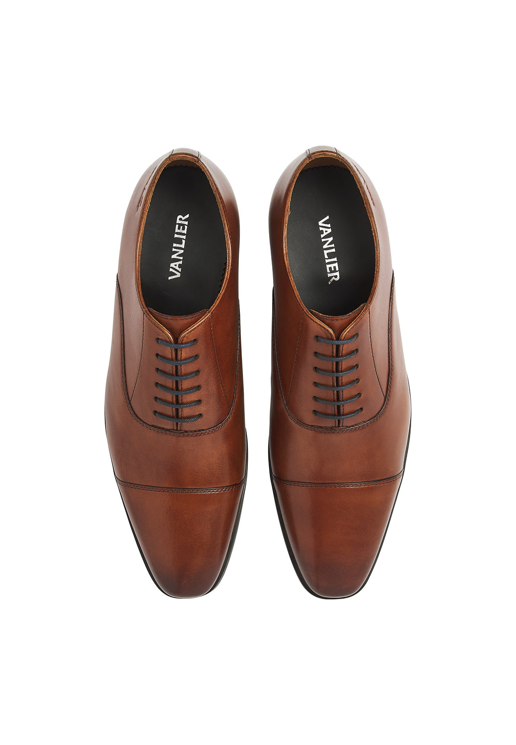 Cognac gladleren Portofino veterschoen