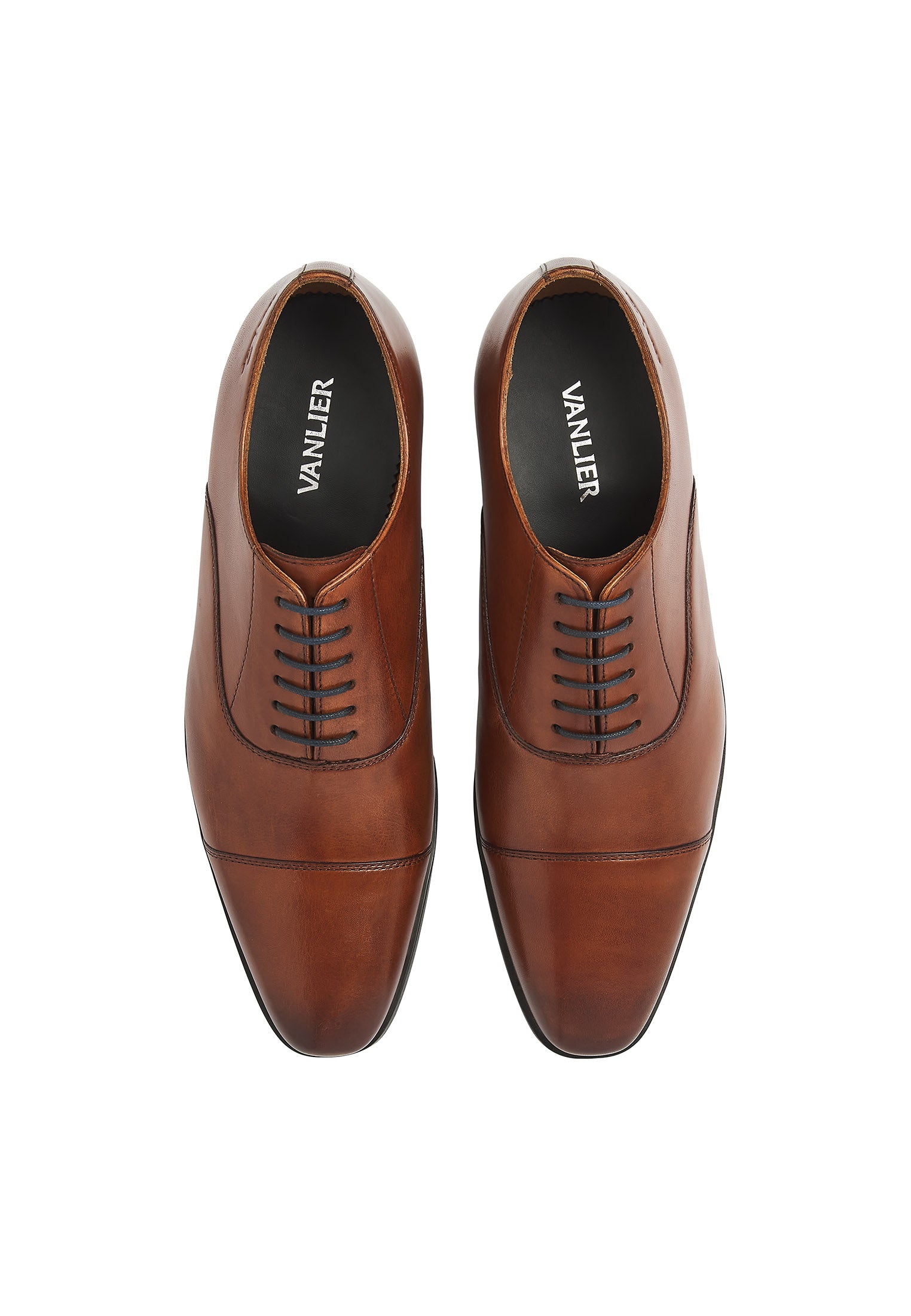 Cognac gladleren Portofino veterschoen