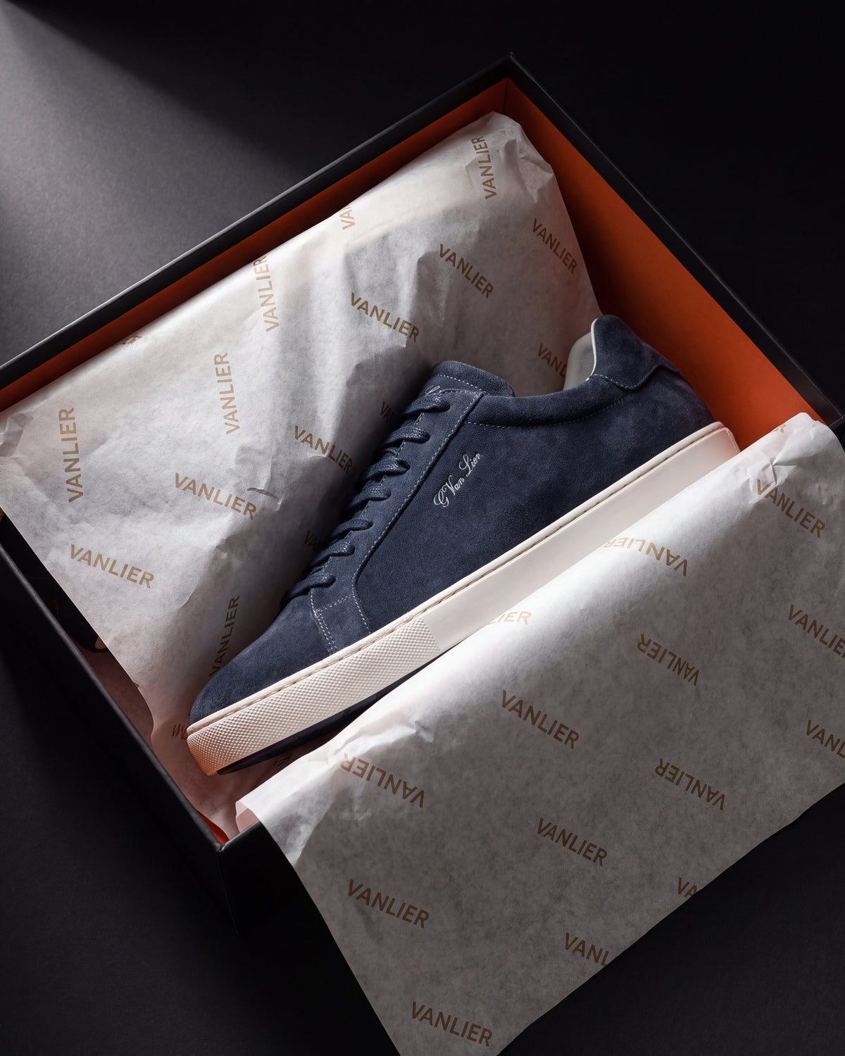 Navy blauw suède Napoli sneaker – in de doos met vloeipapier