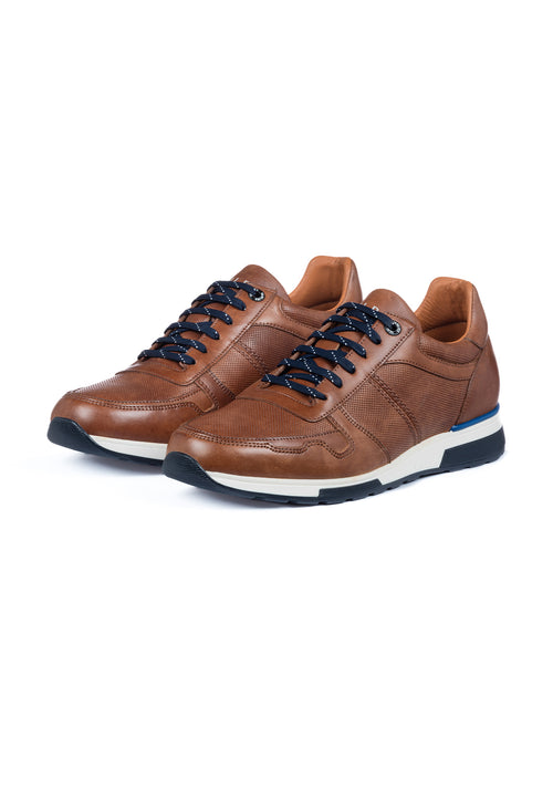 Licht cognac gladleren Positano sneaker