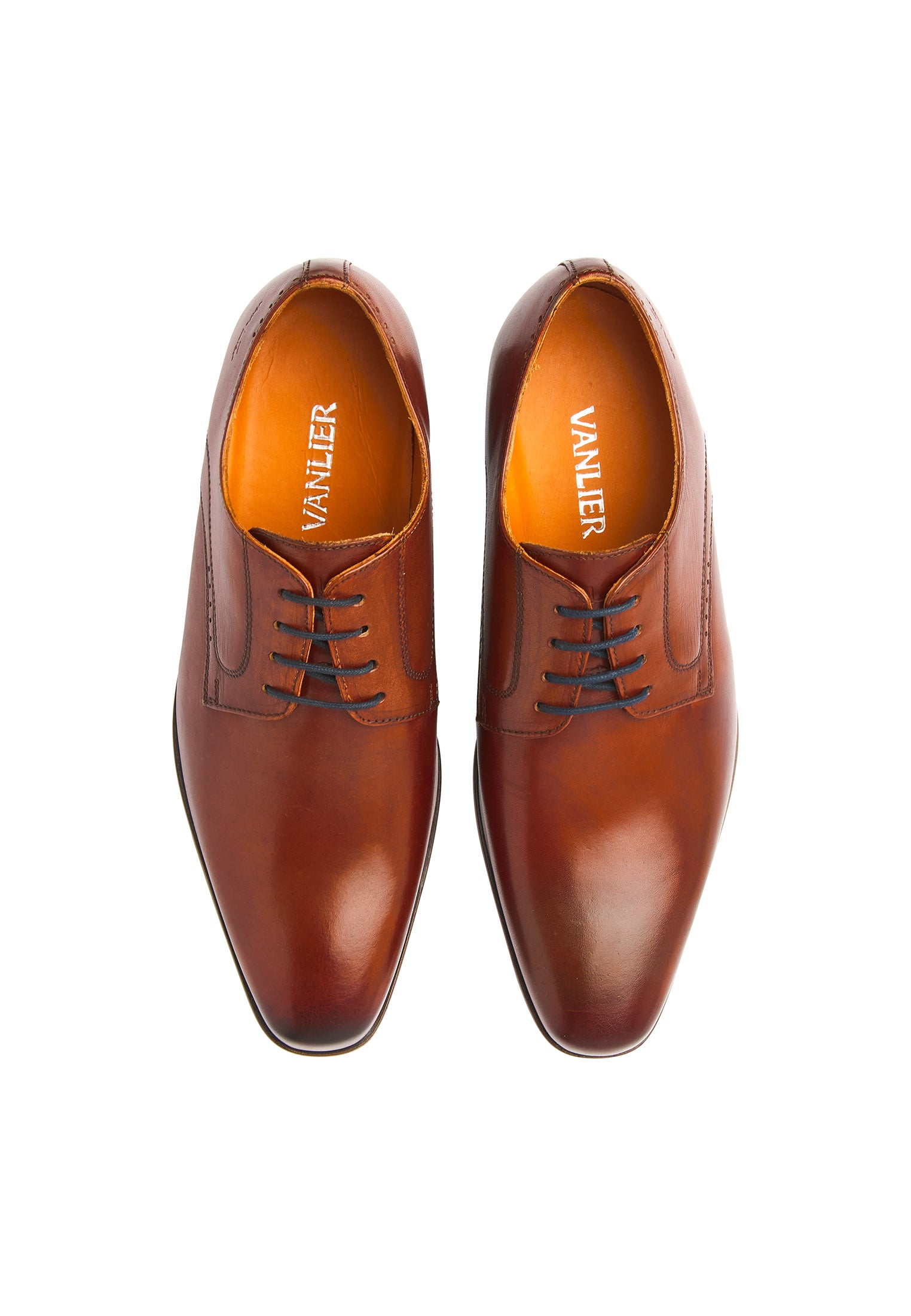 Cognac gladleren Rhodes veterschoen