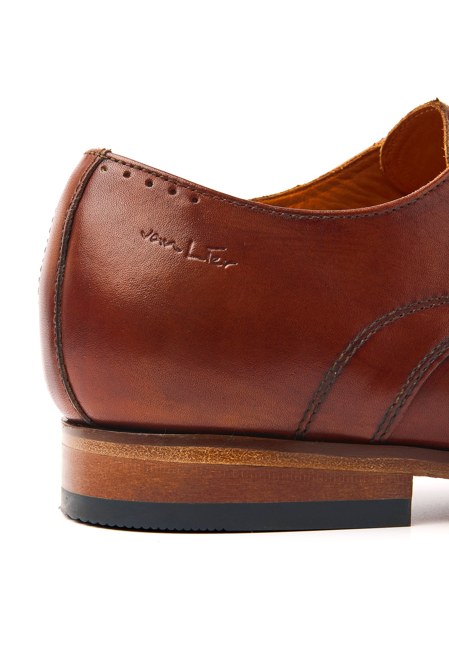 Cognac gladleren Rhodes veterschoen