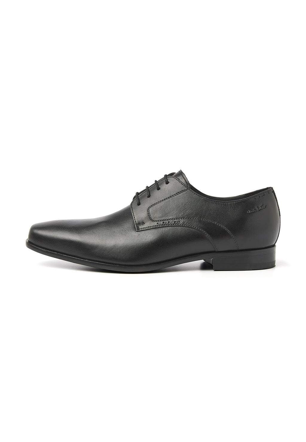 Zwart gladleren met rubberen zool Rhodes veterschoen