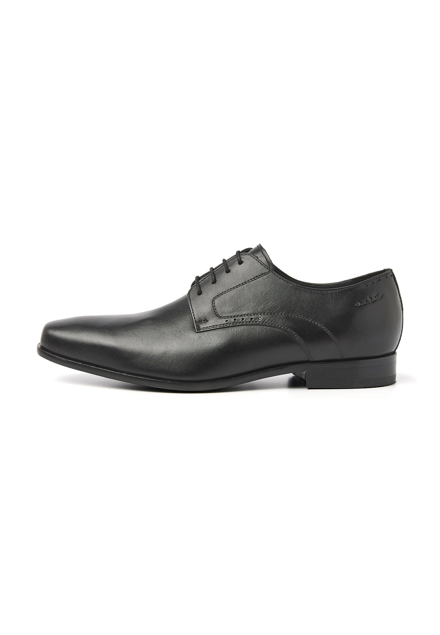 Zwart gladleren met rubberen zool Rhodes veterschoen