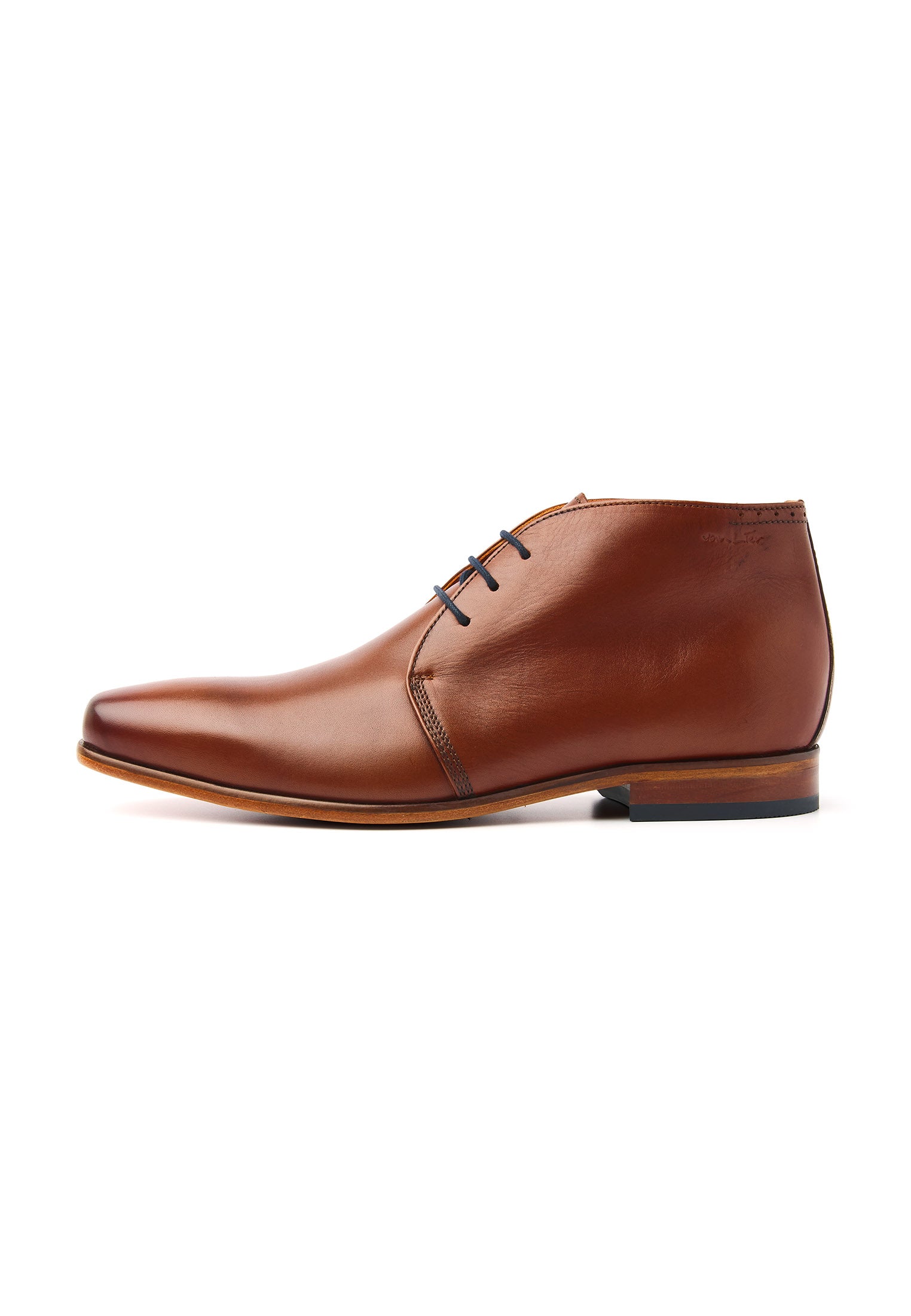 Cognac gladleren Rhodes halfhoge veterschoen