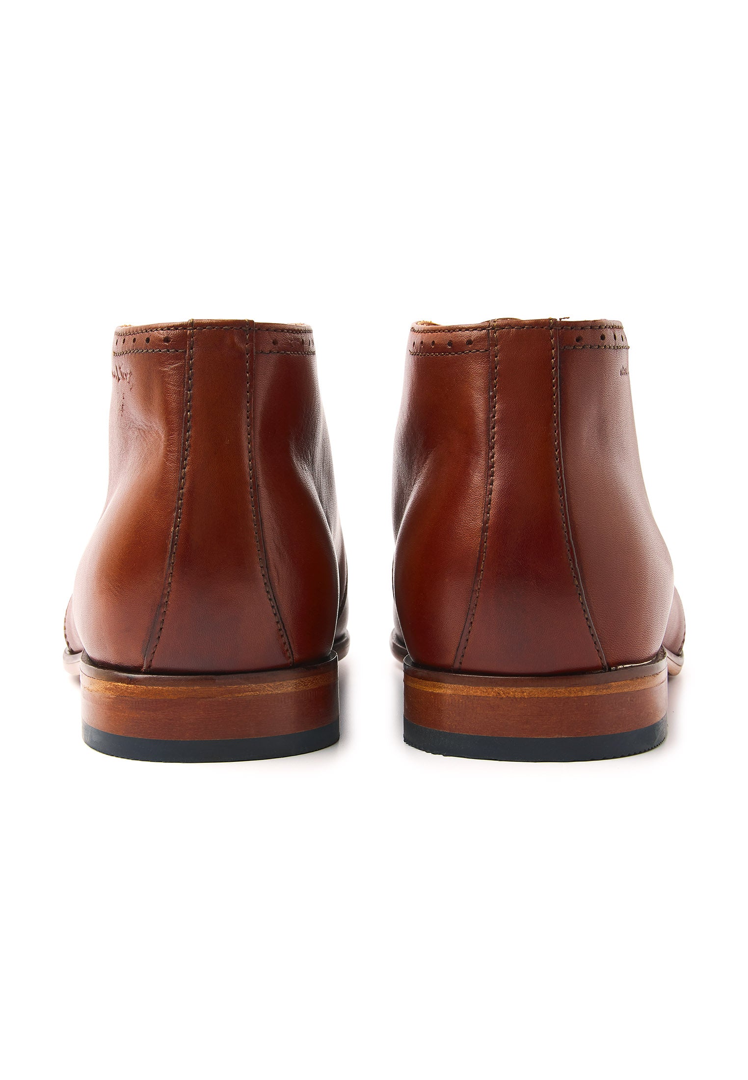 Cognac gladleren Rhodes halfhoge veterschoen