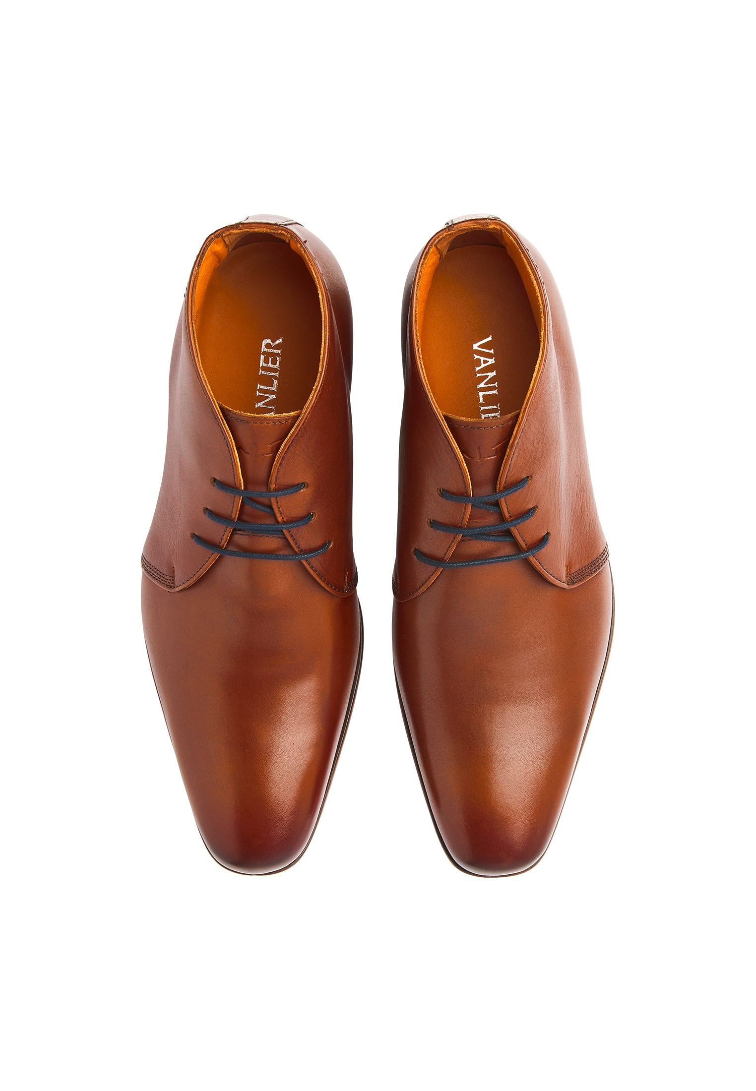 Cognac gladleren Rhodes halfhoge veterschoen