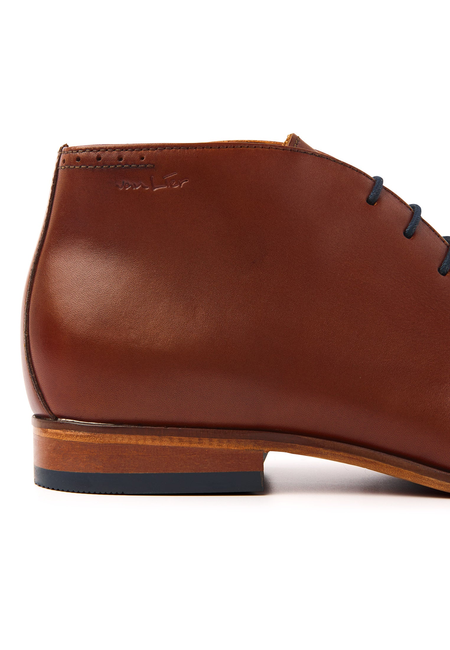 Cognac gladleren Rhodes halfhoge veterschoen