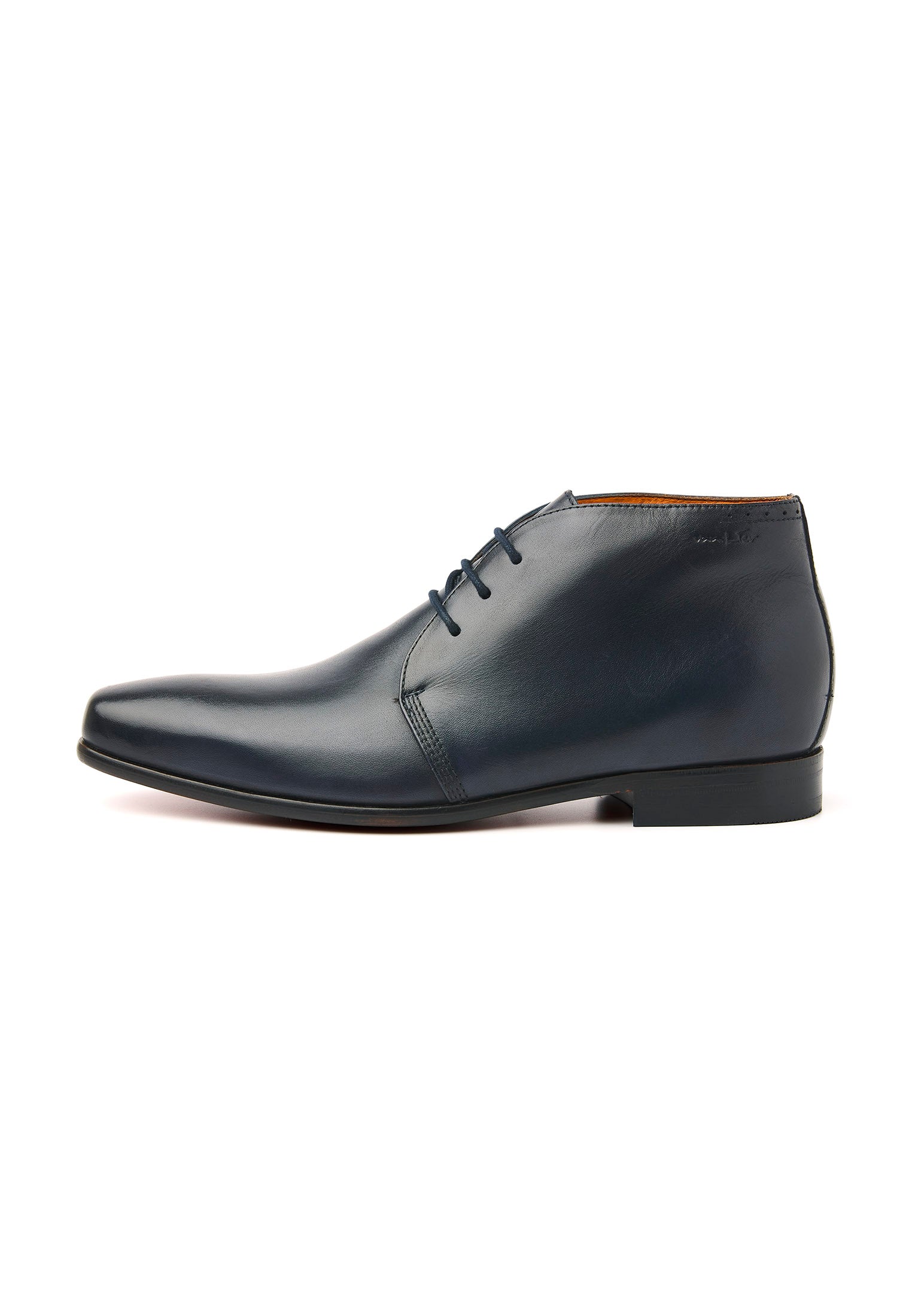 Navy blauw gladleren Rhodes halfhoge veterschoen