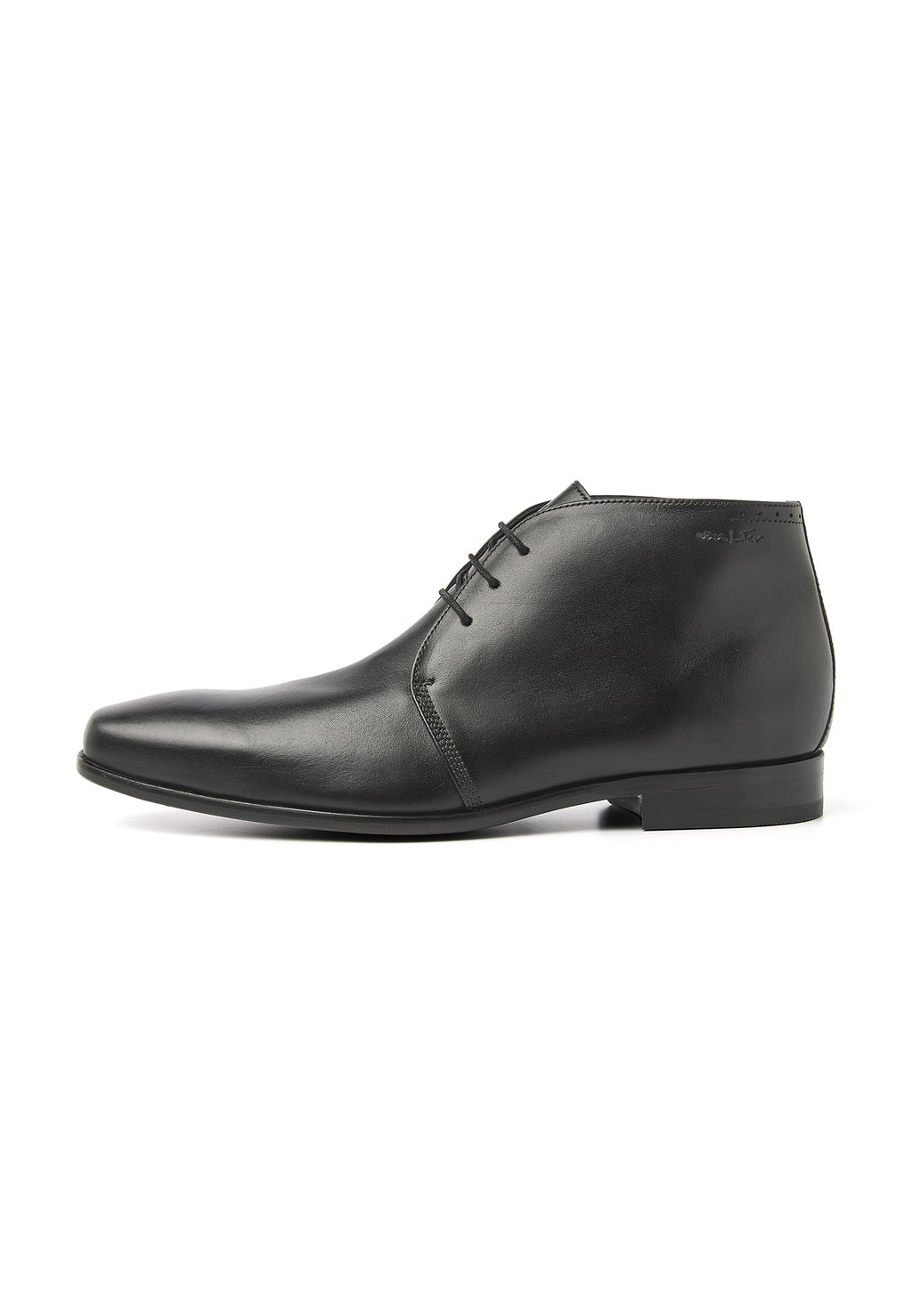 Zwart gladleren Rhodes halfhoge veterschoen