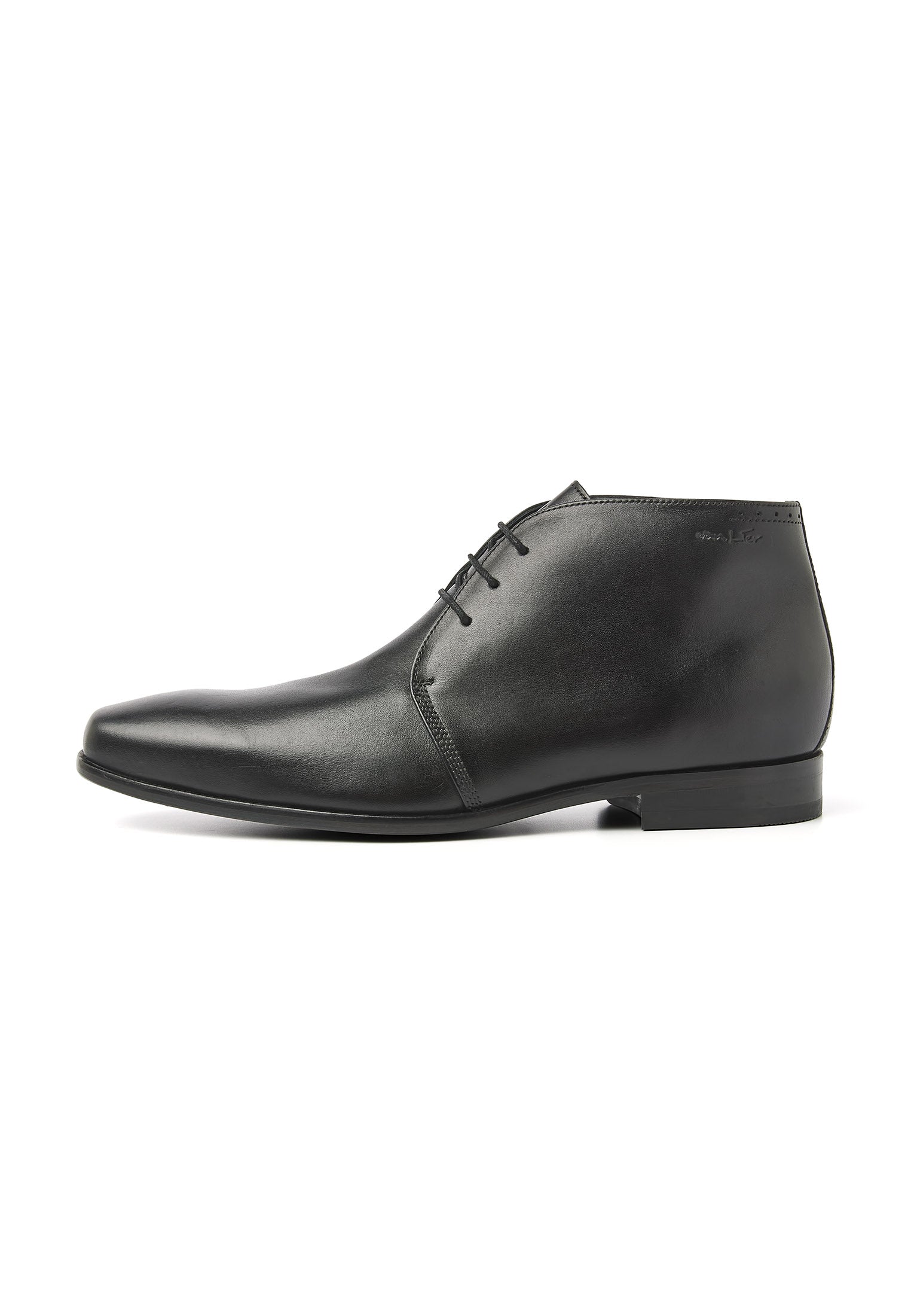 Zwart gladleren Rhodes halfhoge veterschoen