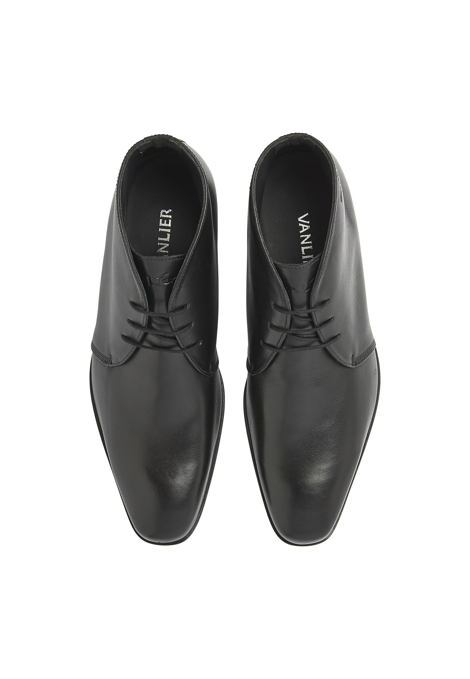 Zwart gladleren Rhodes halfhoge veterschoen