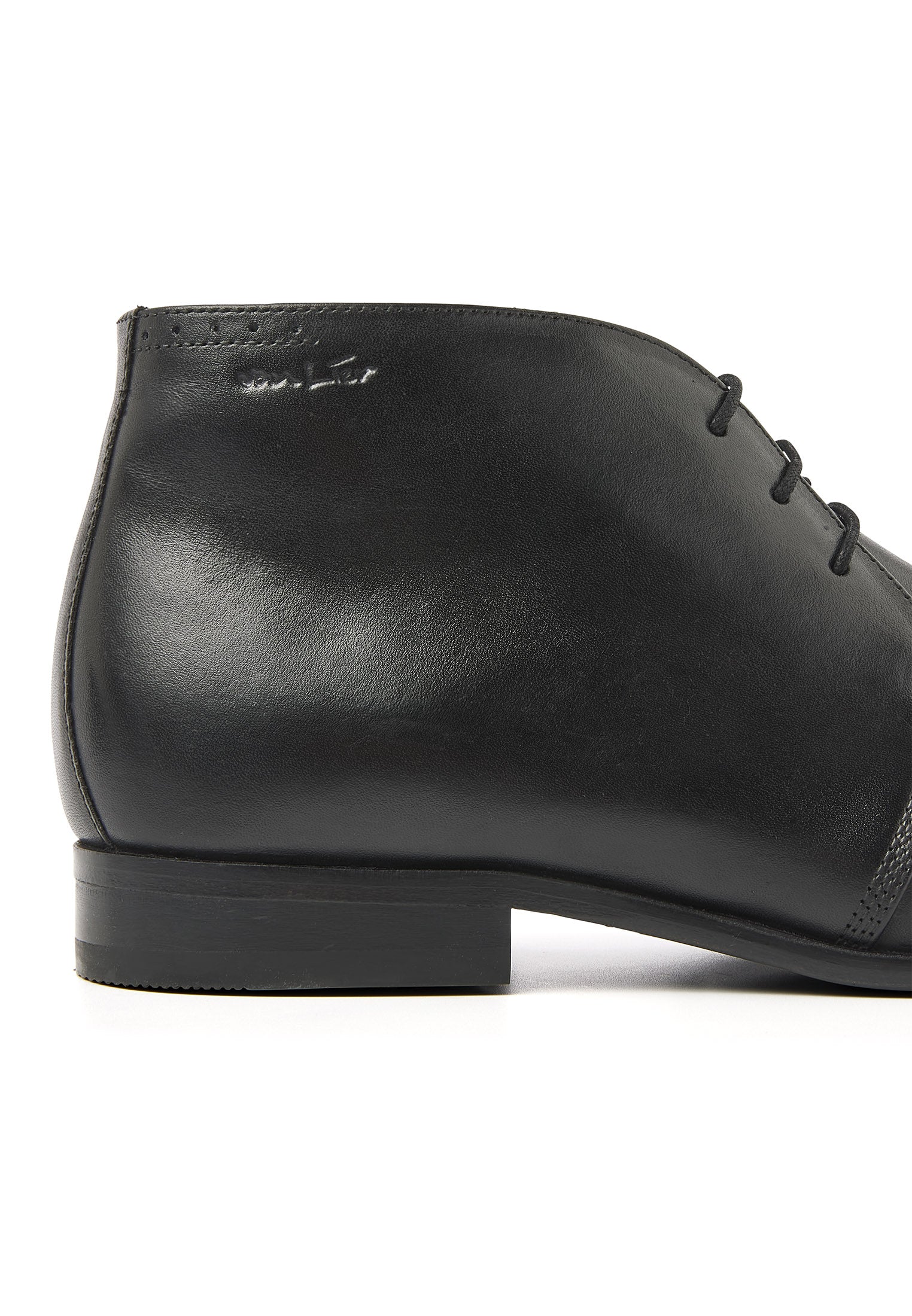 Zwart gladleren Rhodes halfhoge veterschoen