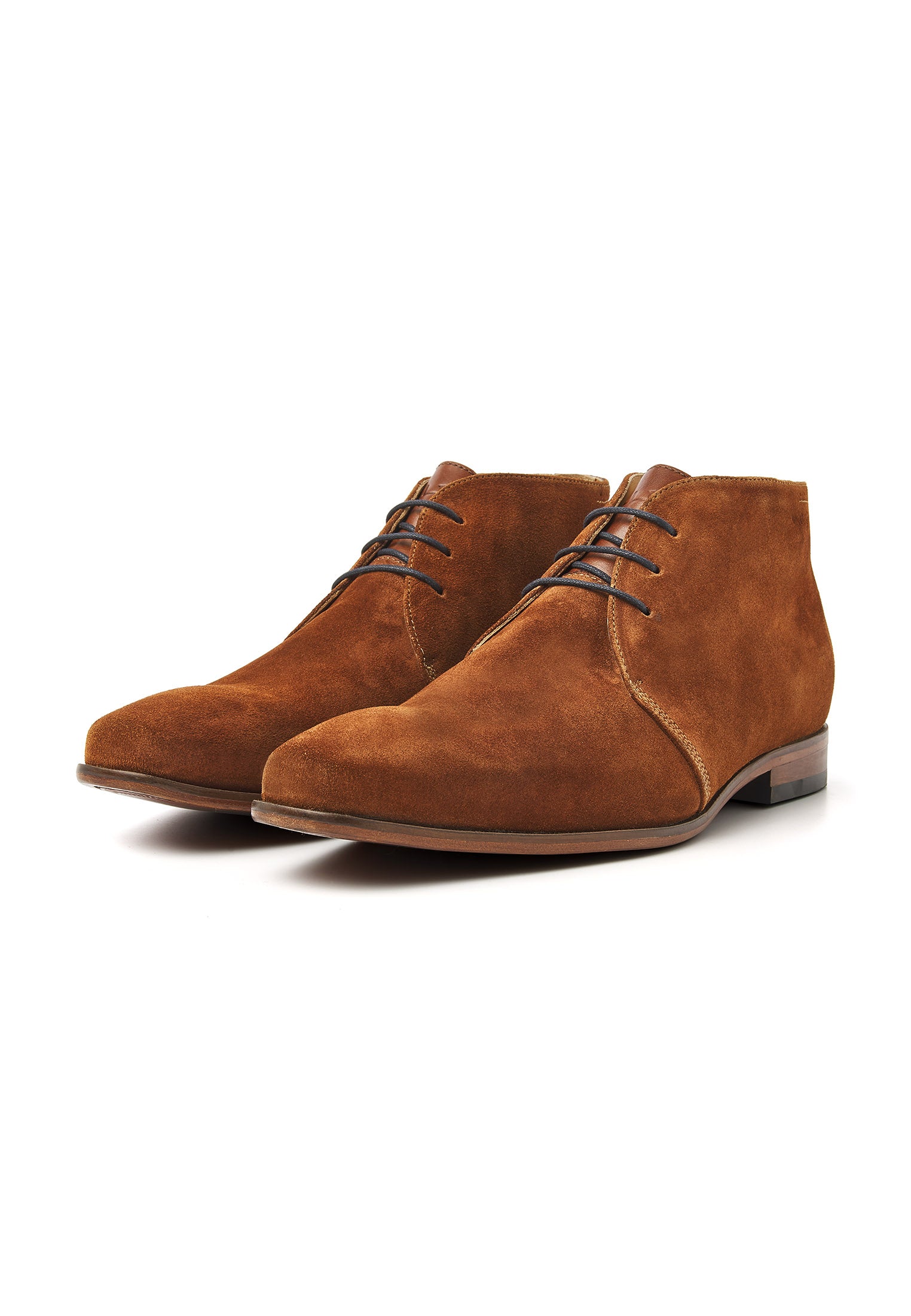 Cognac suède Rhodes halfhoge veterschoen