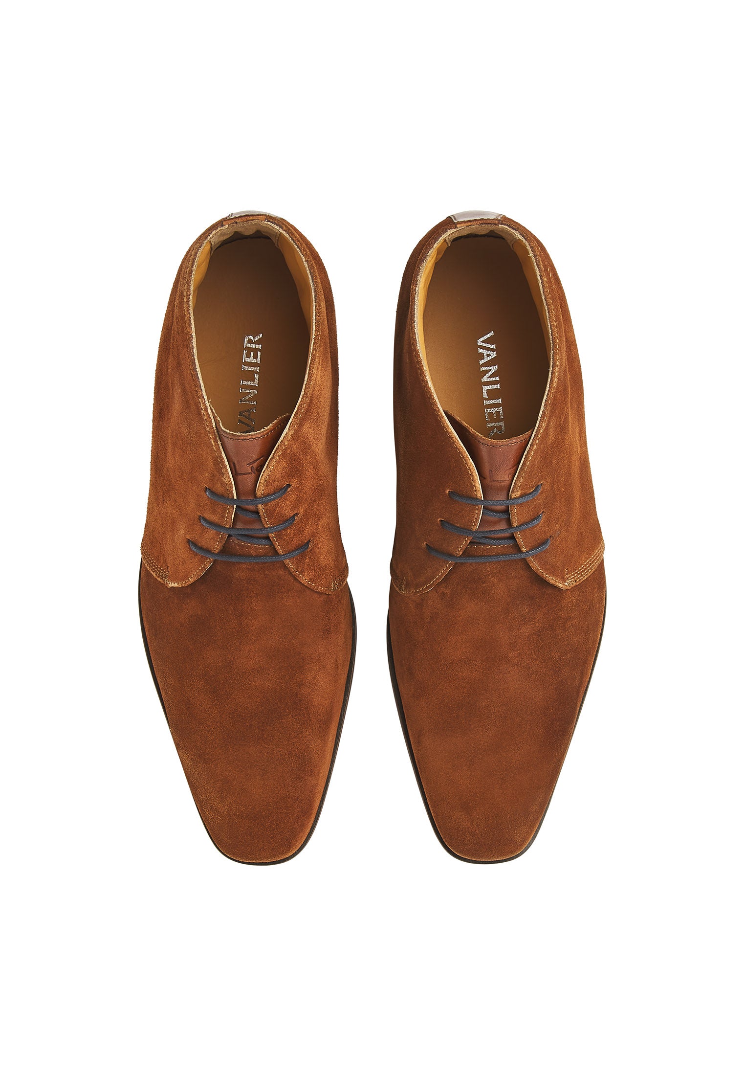 Cognac suède Rhodes halfhoge veterschoen