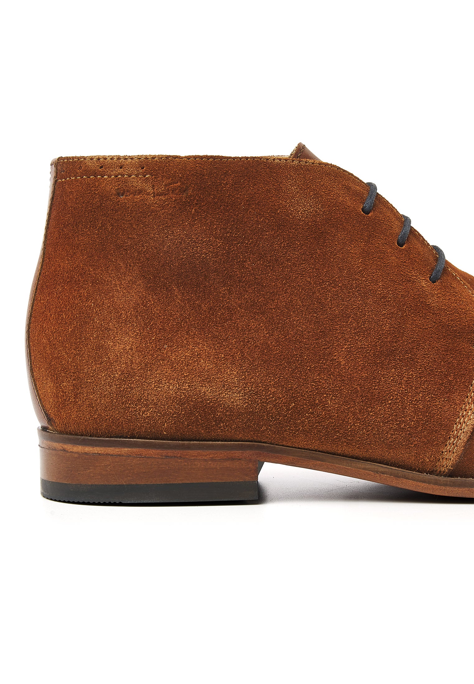 Cognac suède Rhodes halfhoge veterschoen