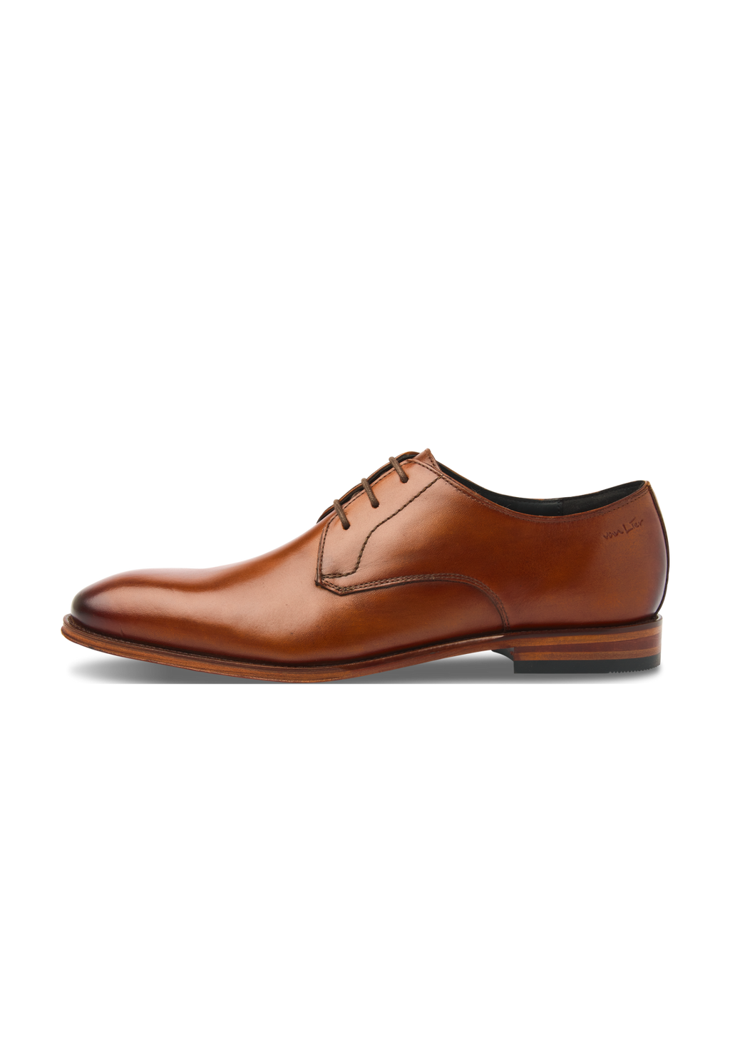 Cognac gladleren Madison veterschoen