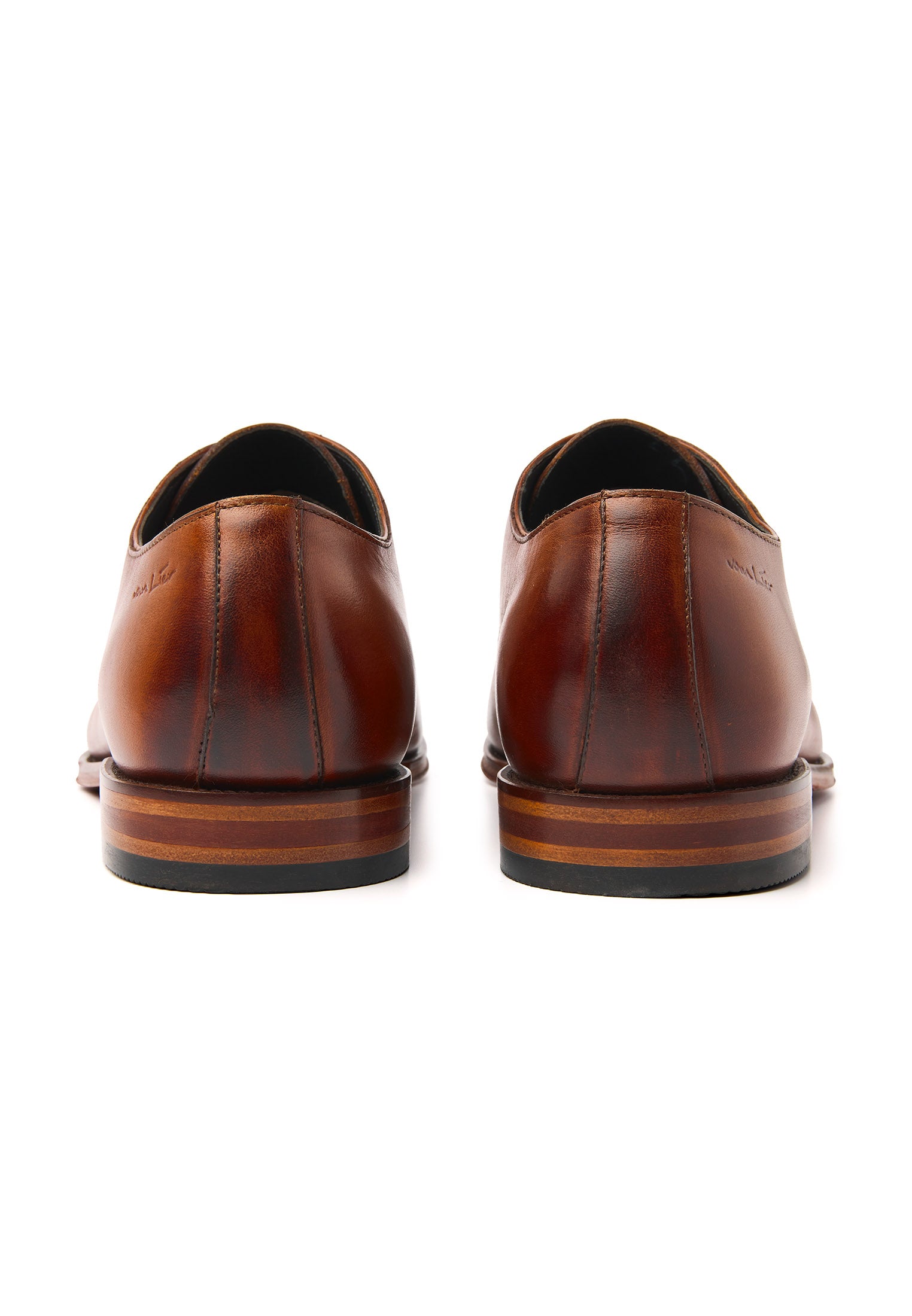 Cognac gladleren Madison veterschoen