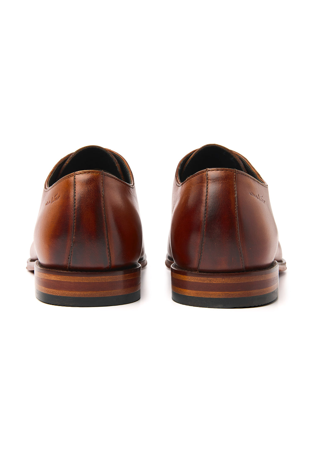 Cognac gladleren Madison veterschoen
