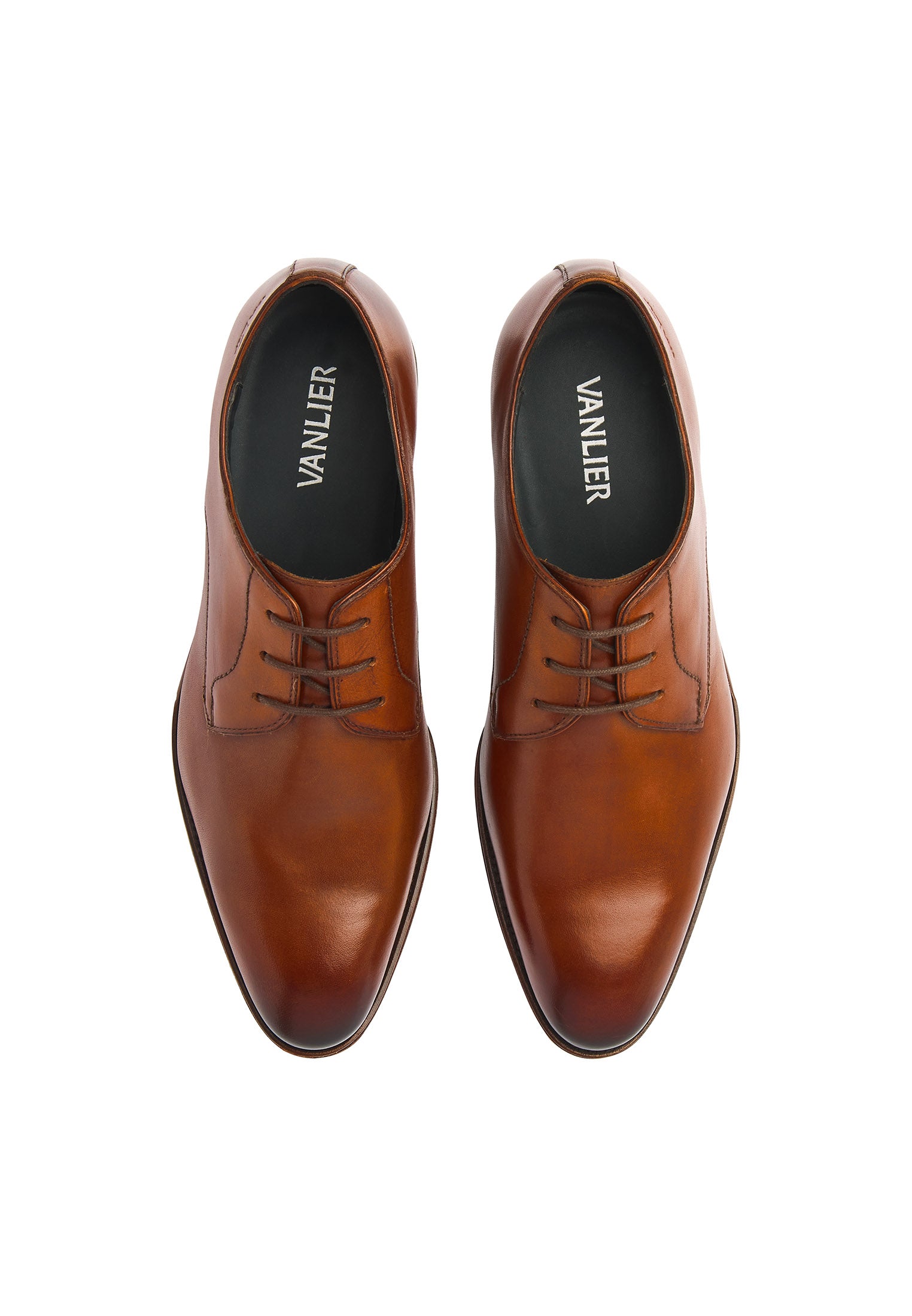 Cognac gladleren Madison veterschoen