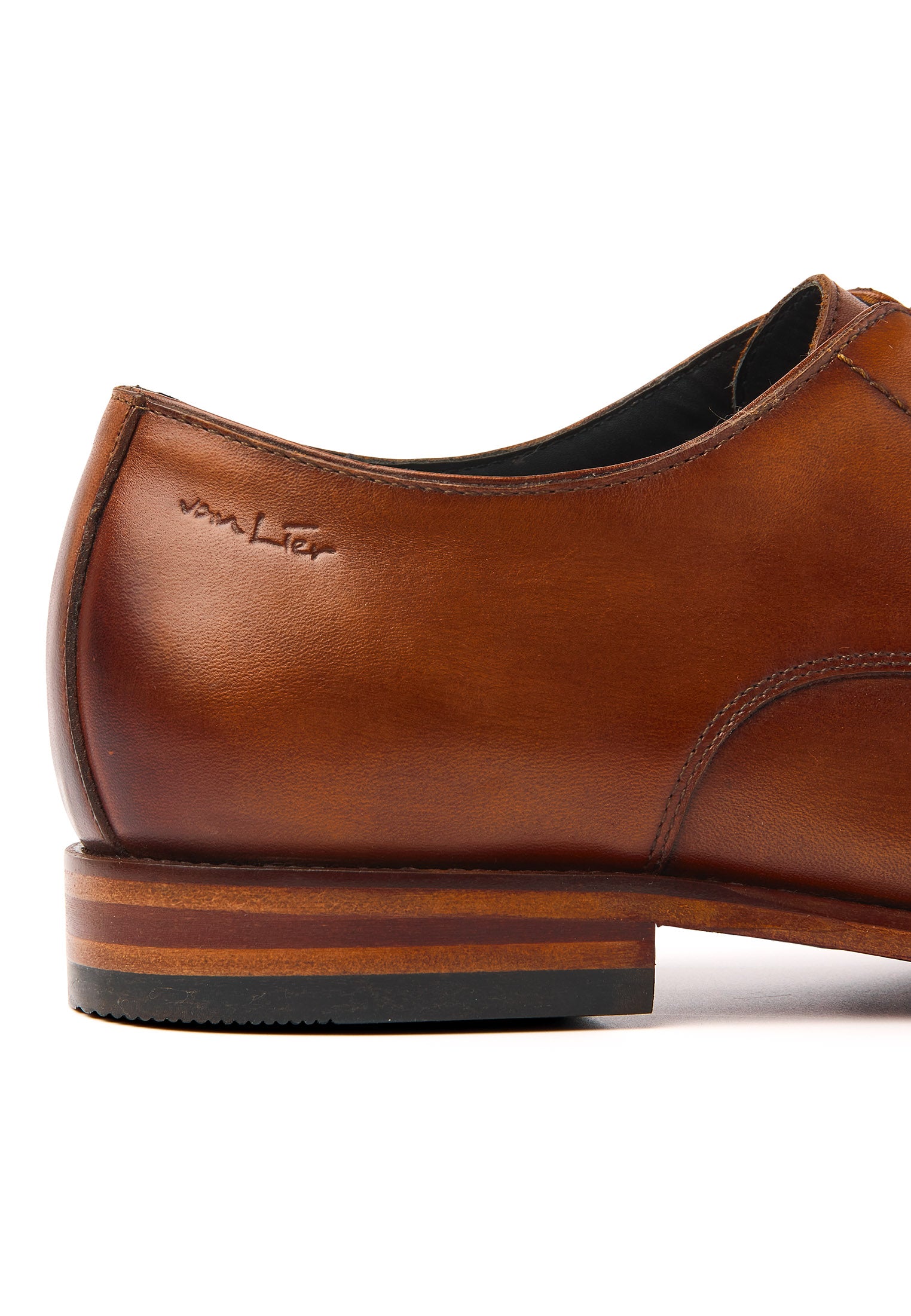 Cognac gladleren Madison veterschoen