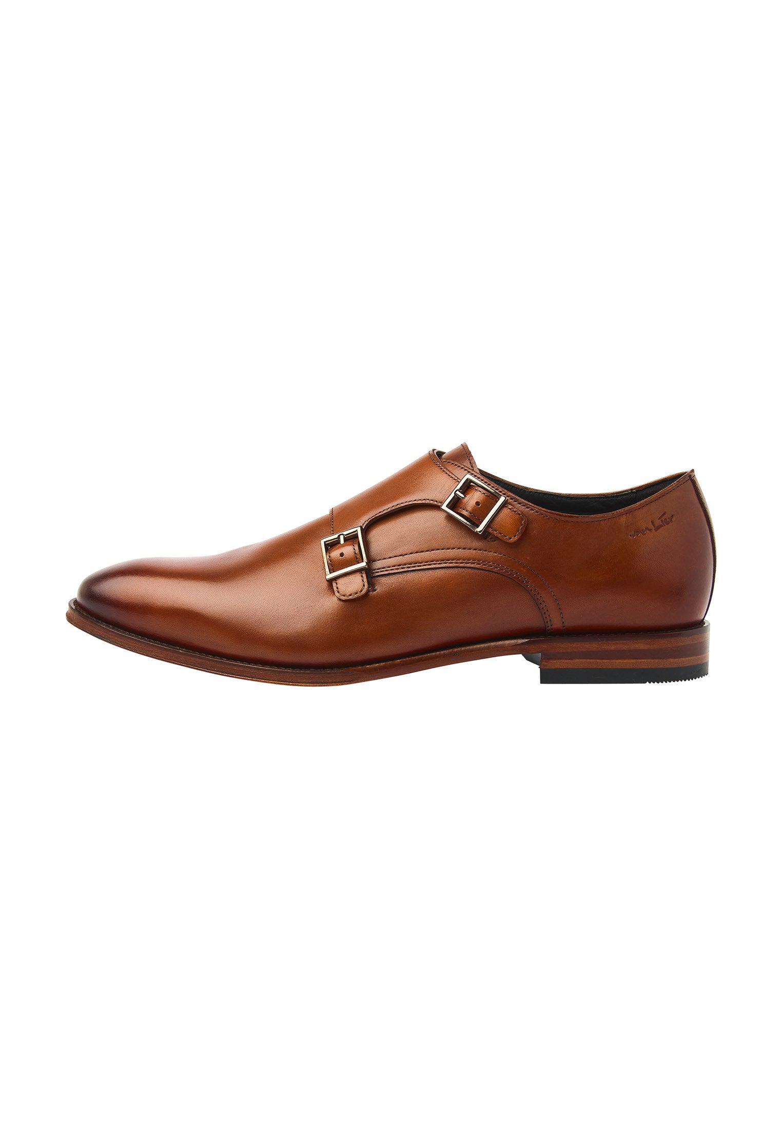 Cognac gladleren Madison gespschoen