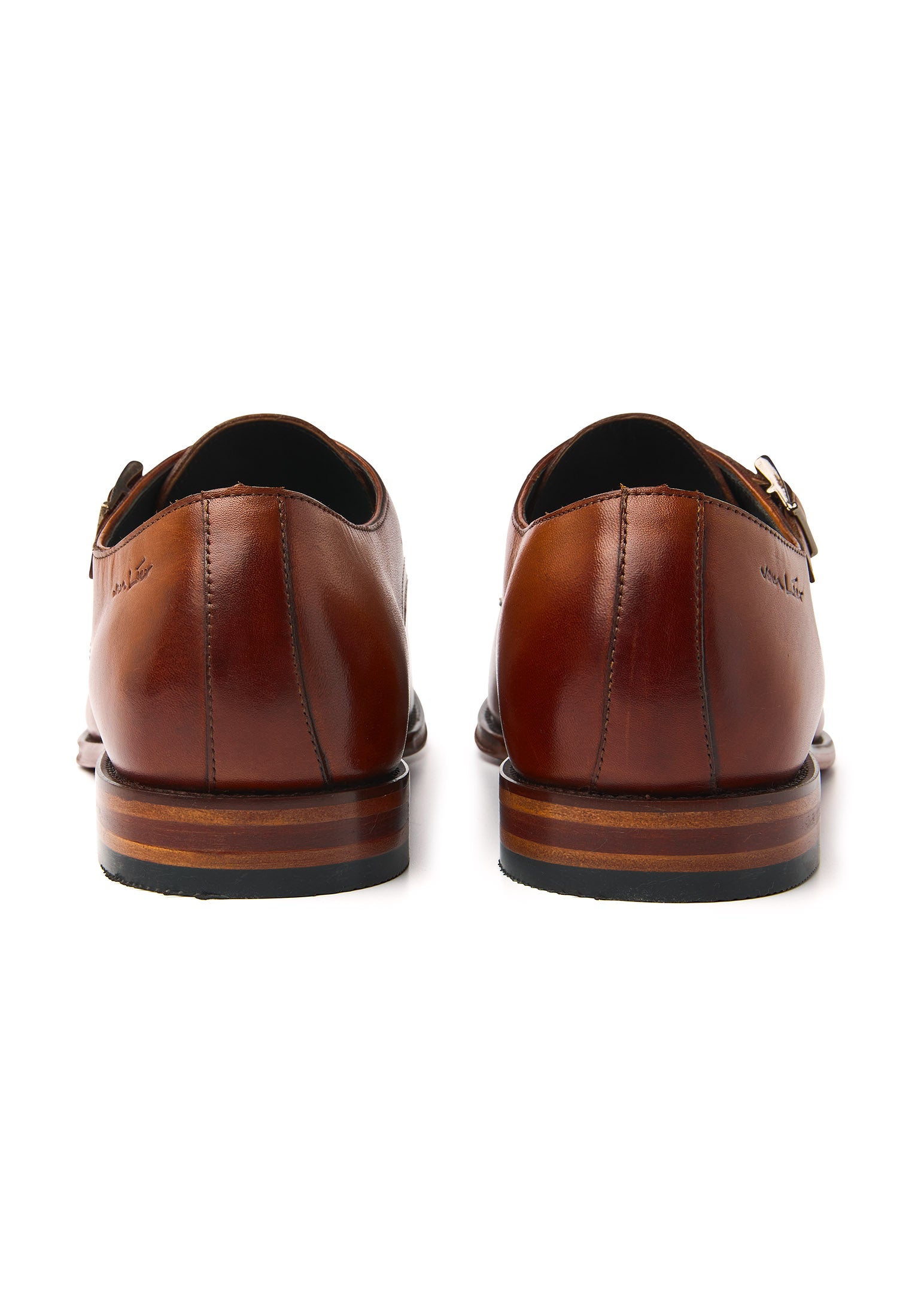 Cognac gladleren Madison gespschoen