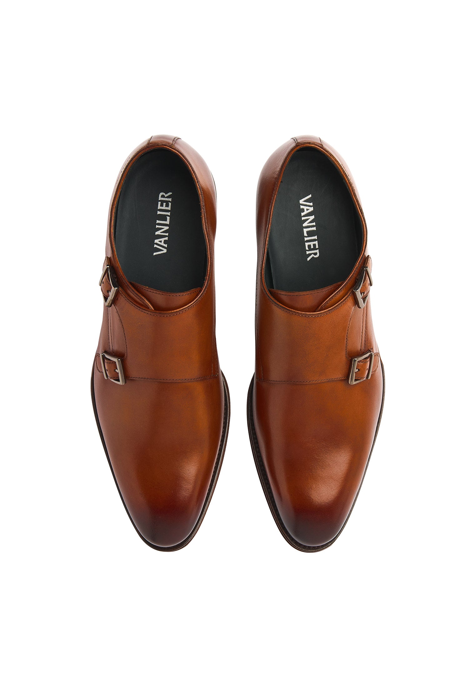 Cognac gladleren Madison gespschoen