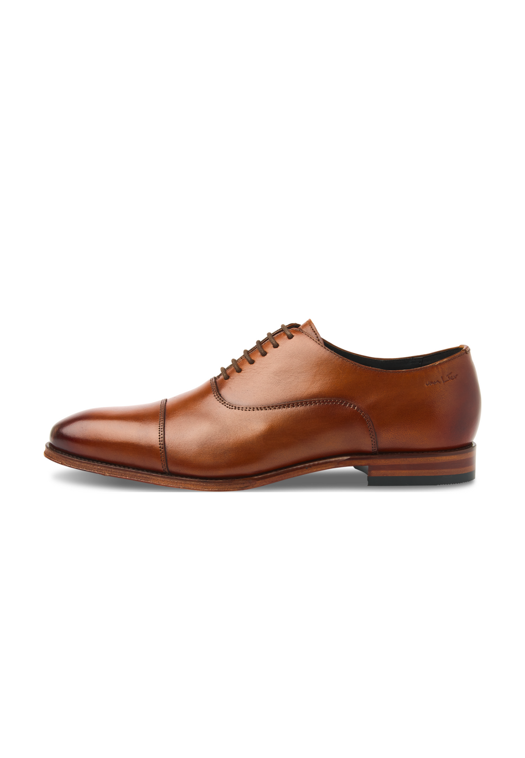 Cognac gladleren Madison veterschoen