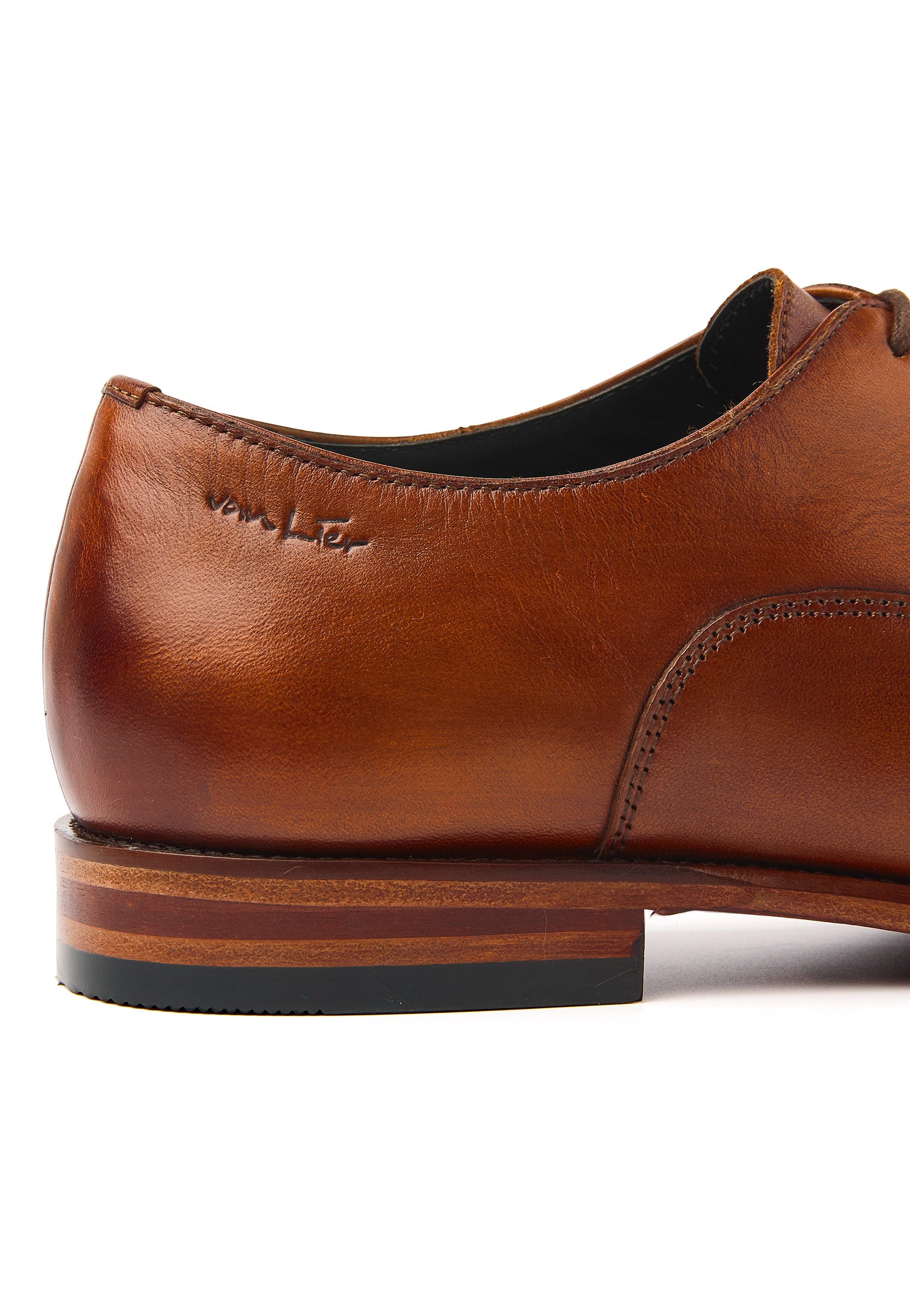 Cognac gladleren Madison veterschoen