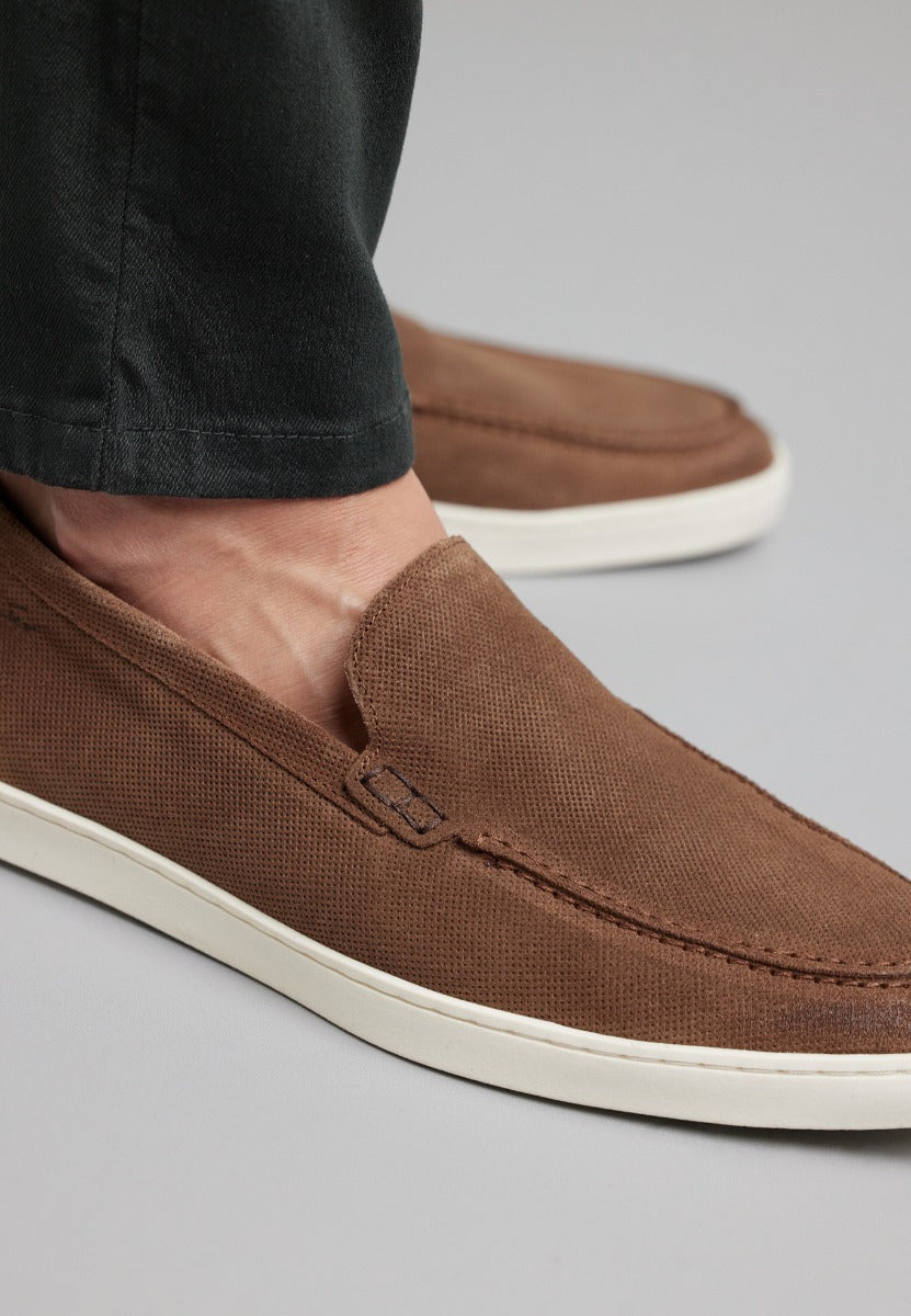Light brown suede Lugano loafer