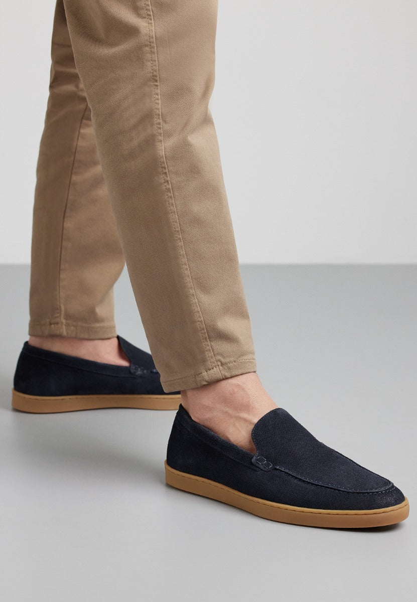 Navy suede Lugano loafer