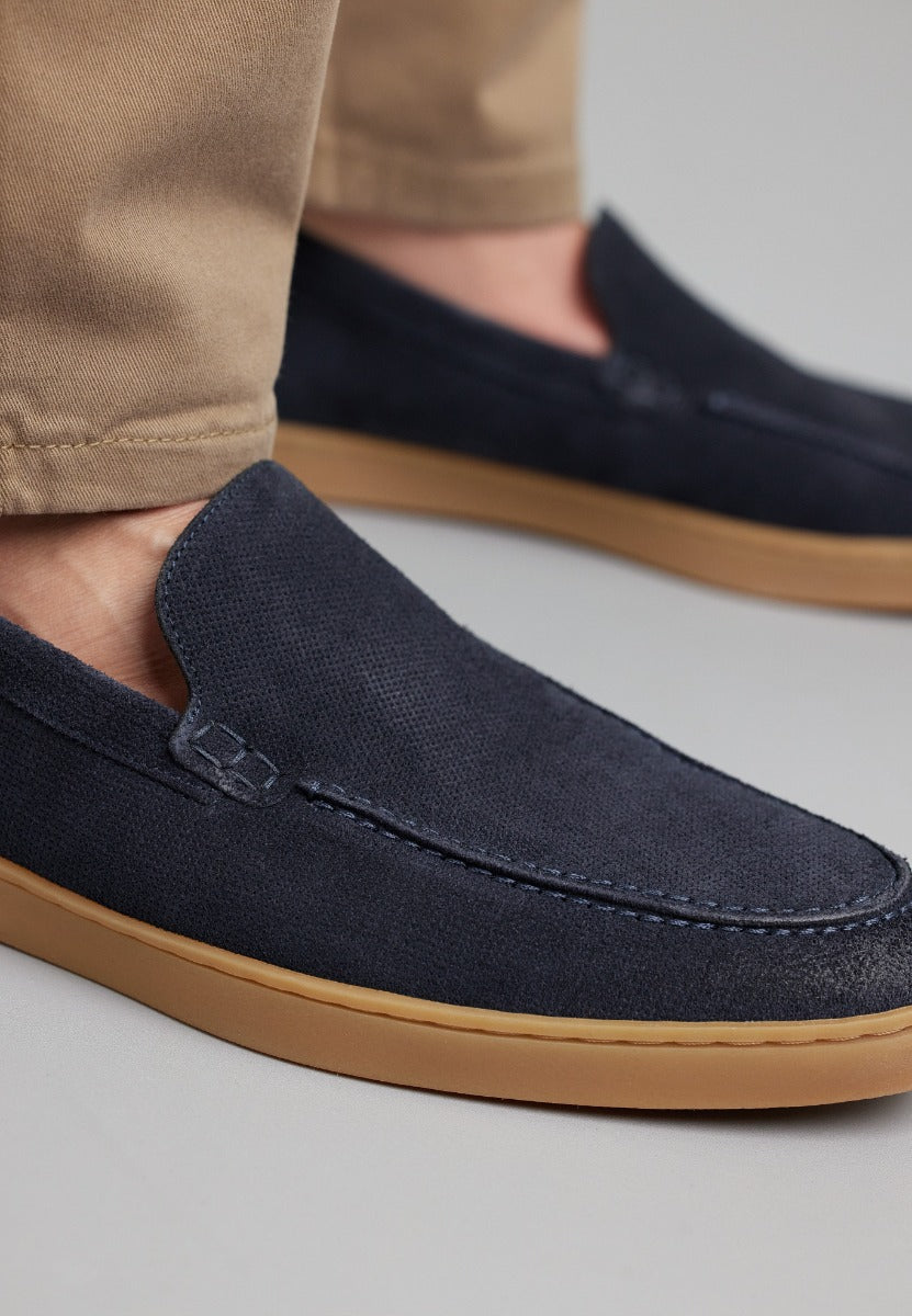 Navy suede Lugano loafer