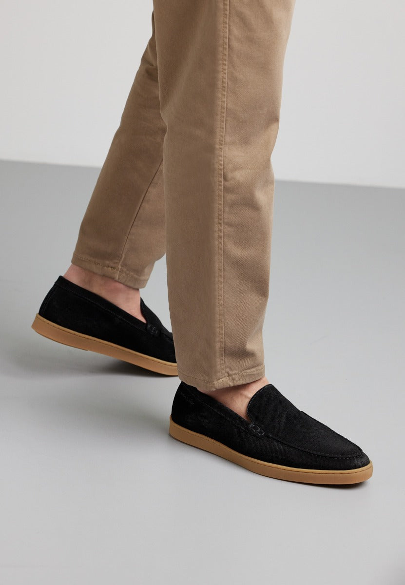 Black suede Lugano loafer