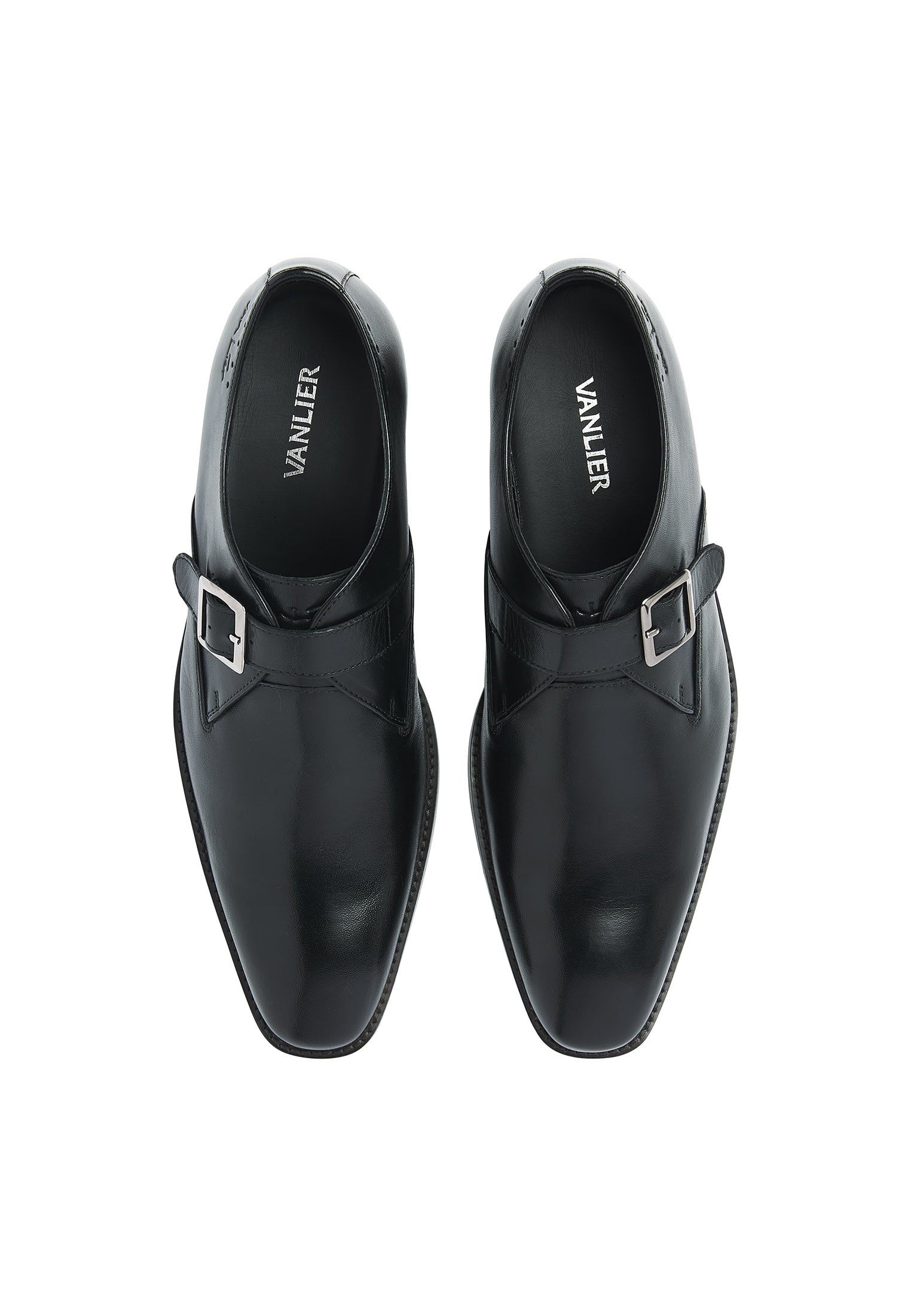 Zwart gladleren Bregenz gespschoen